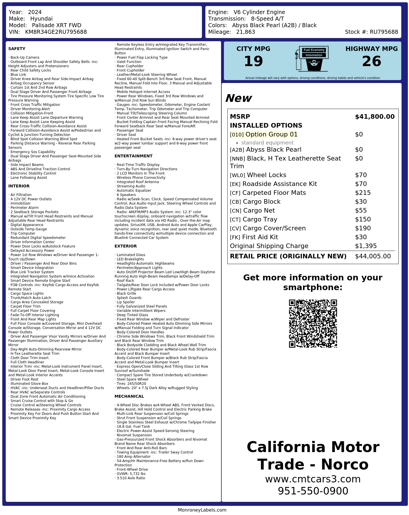 Monroney Label