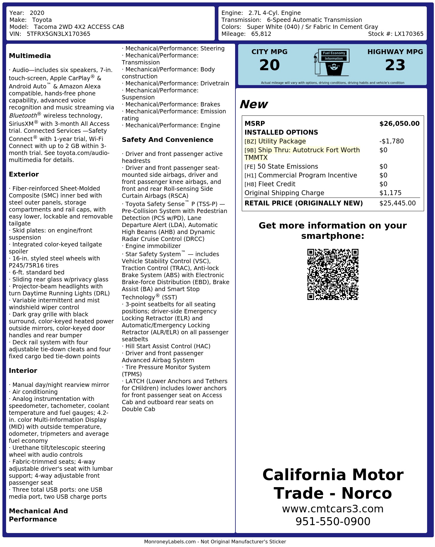 Monroney Label