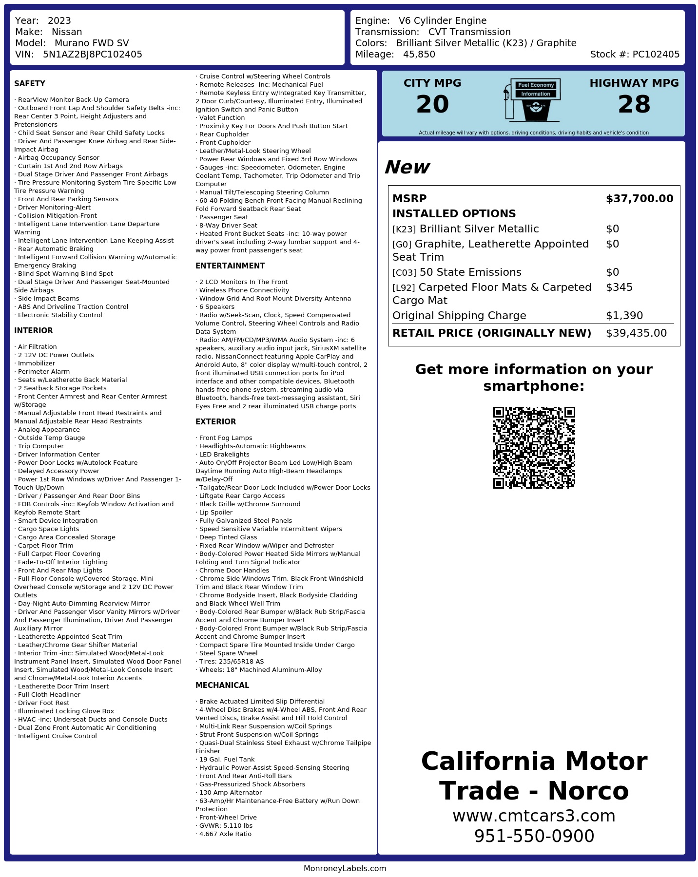 Monroney Label