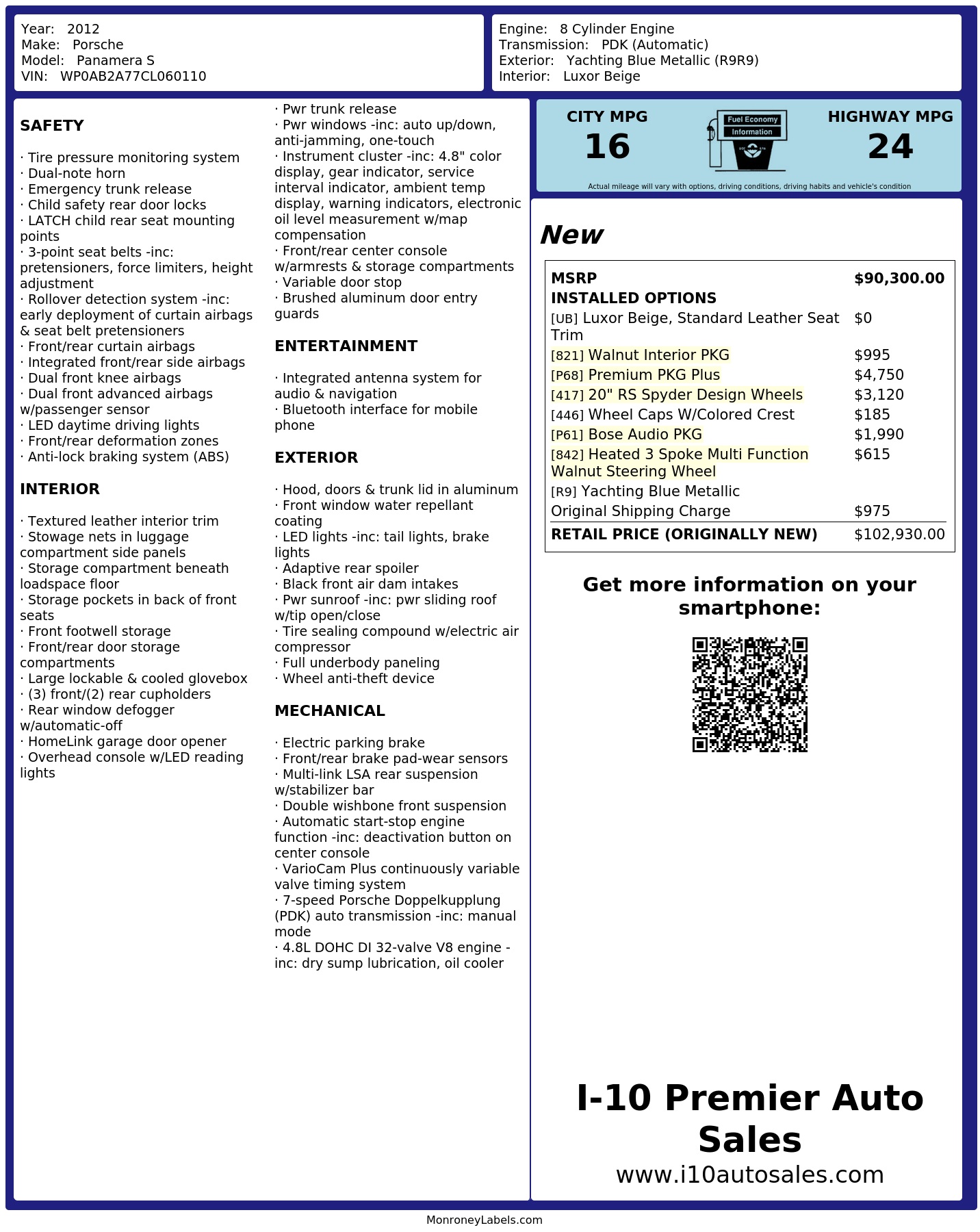 Monroney Label