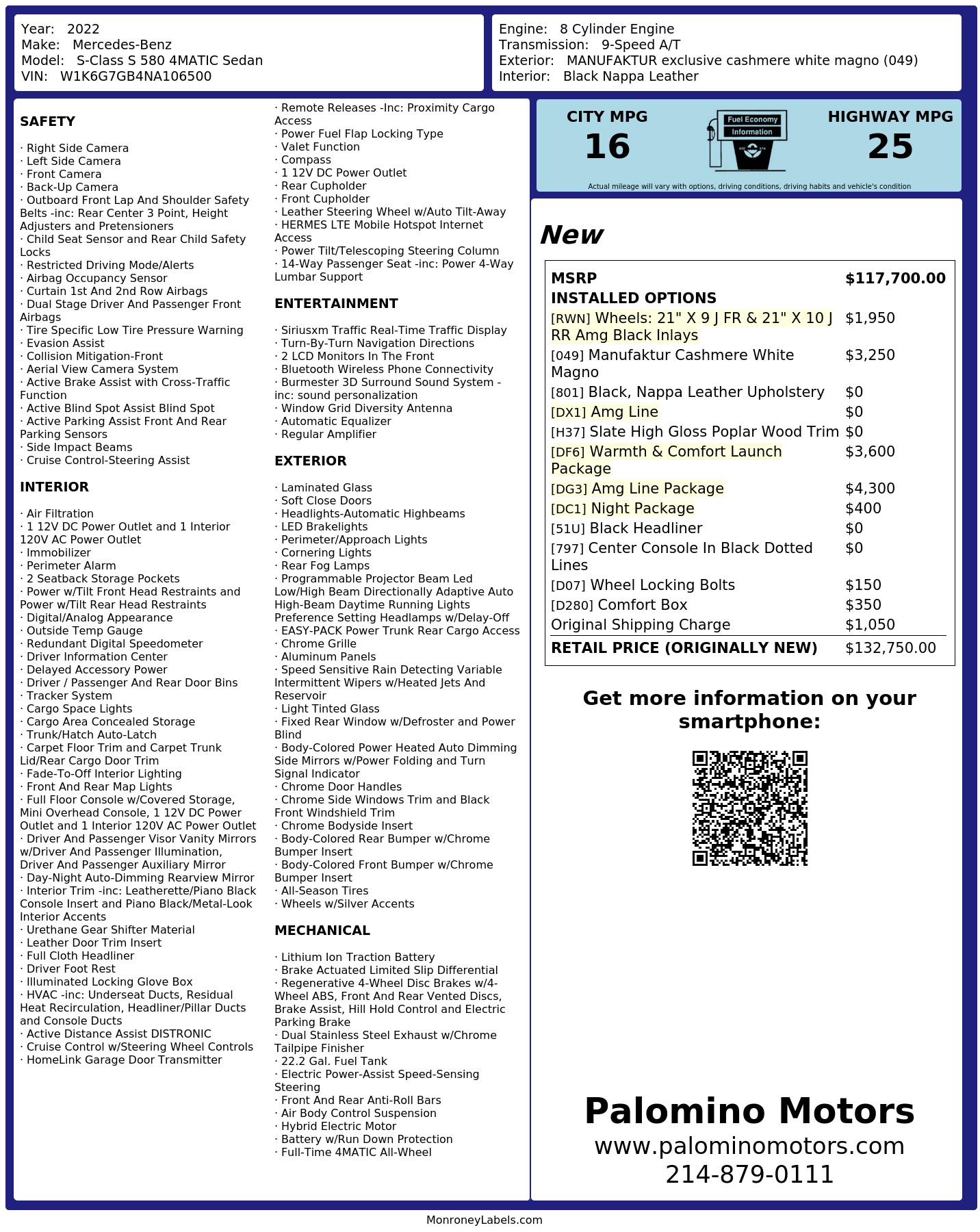 Monroney Label