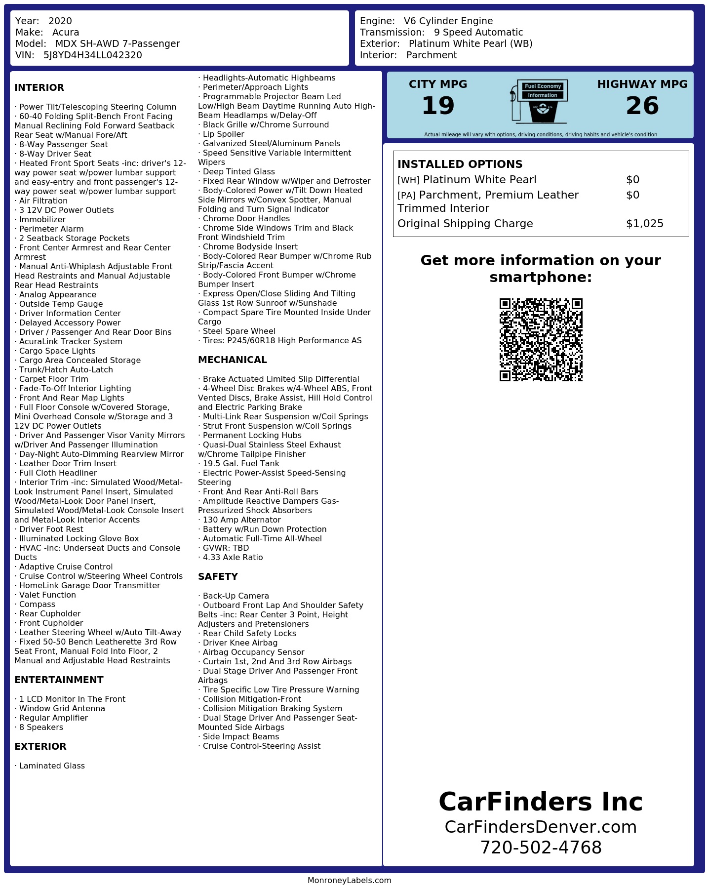 Monroney Label