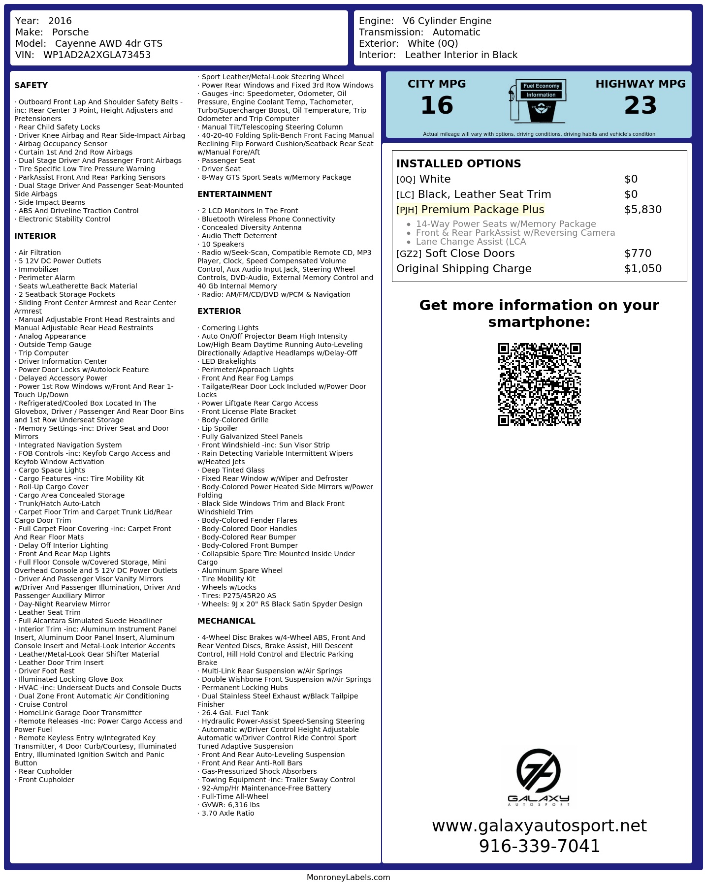 Monroney Label