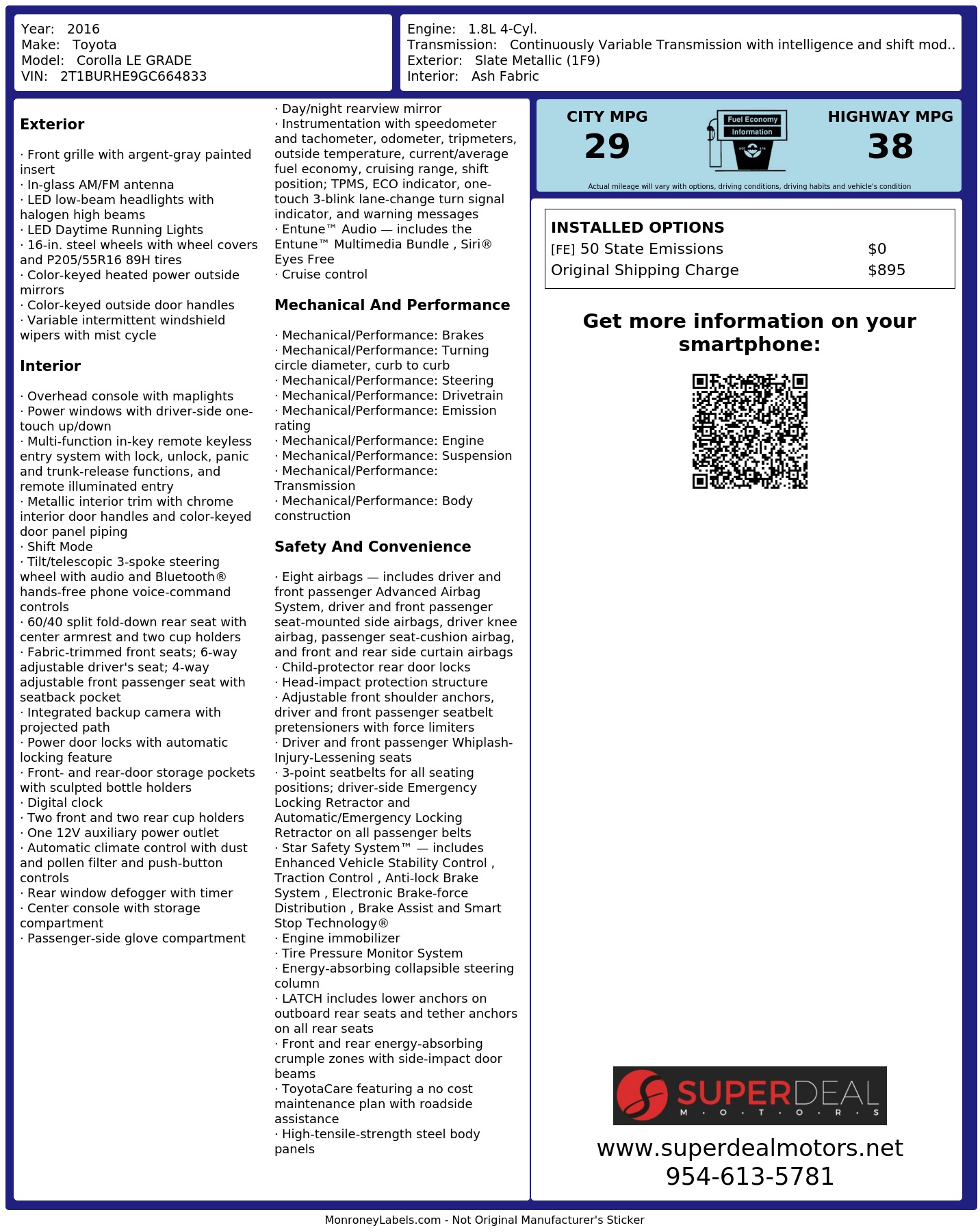 Monroney Label