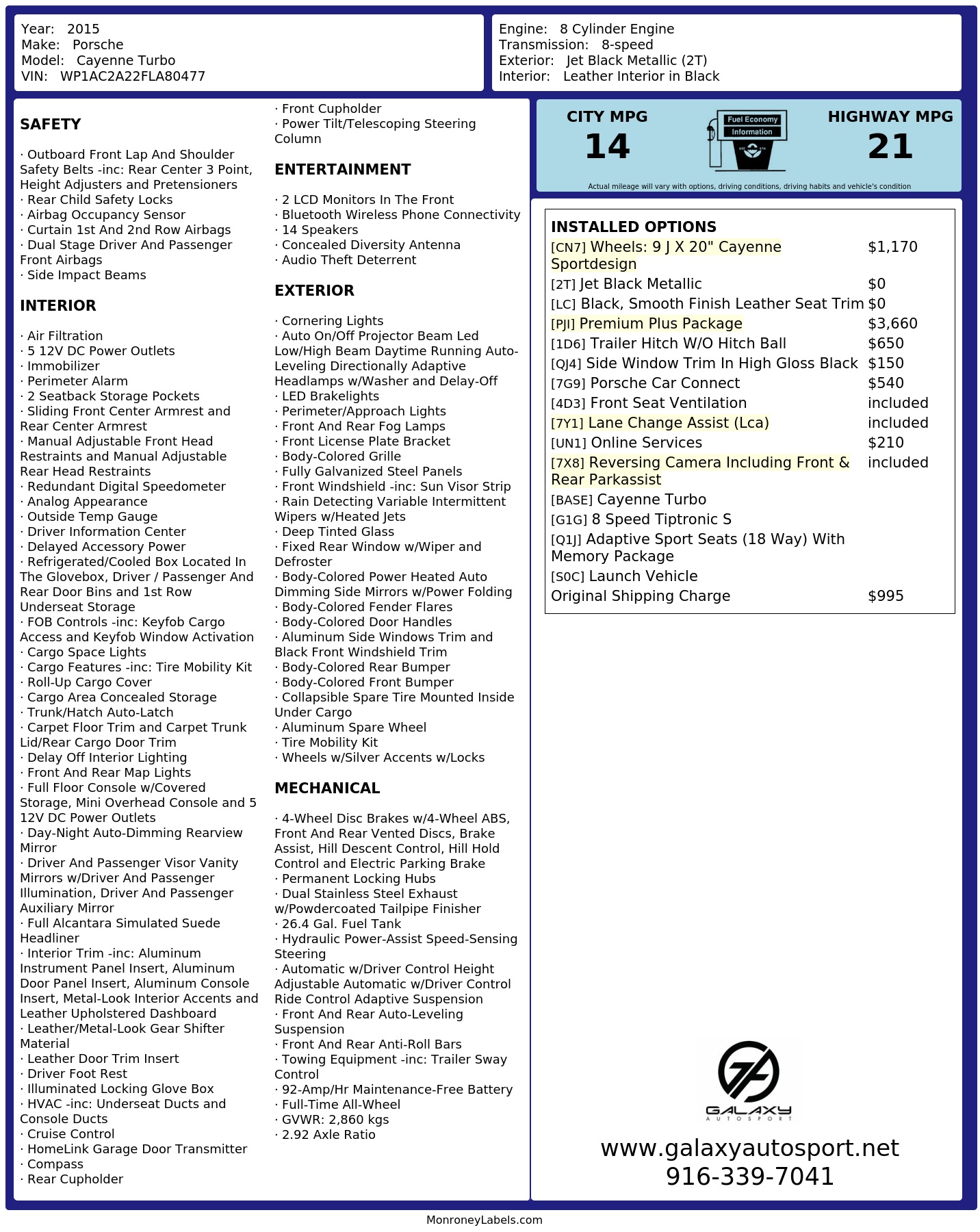 Monroney Label