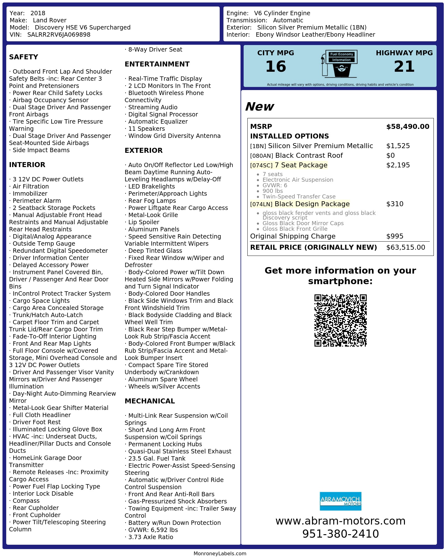 Monroney Label