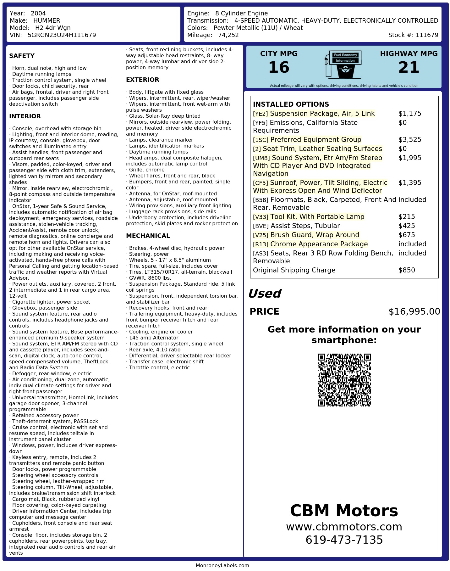 Monroney Label
