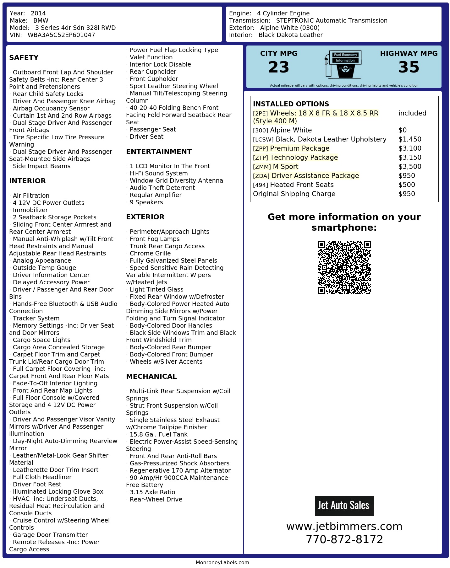 Monroney Label