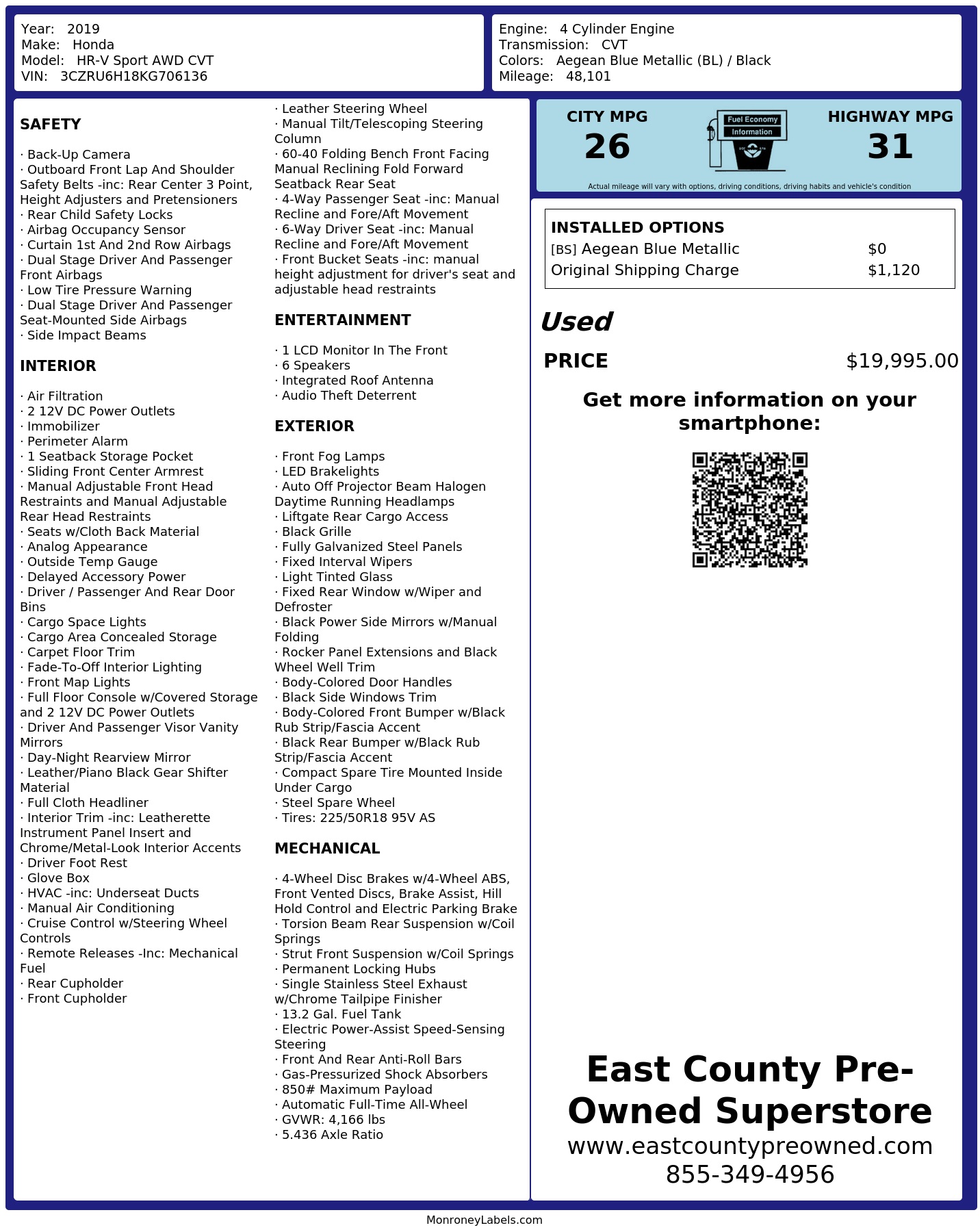 Monroney Label