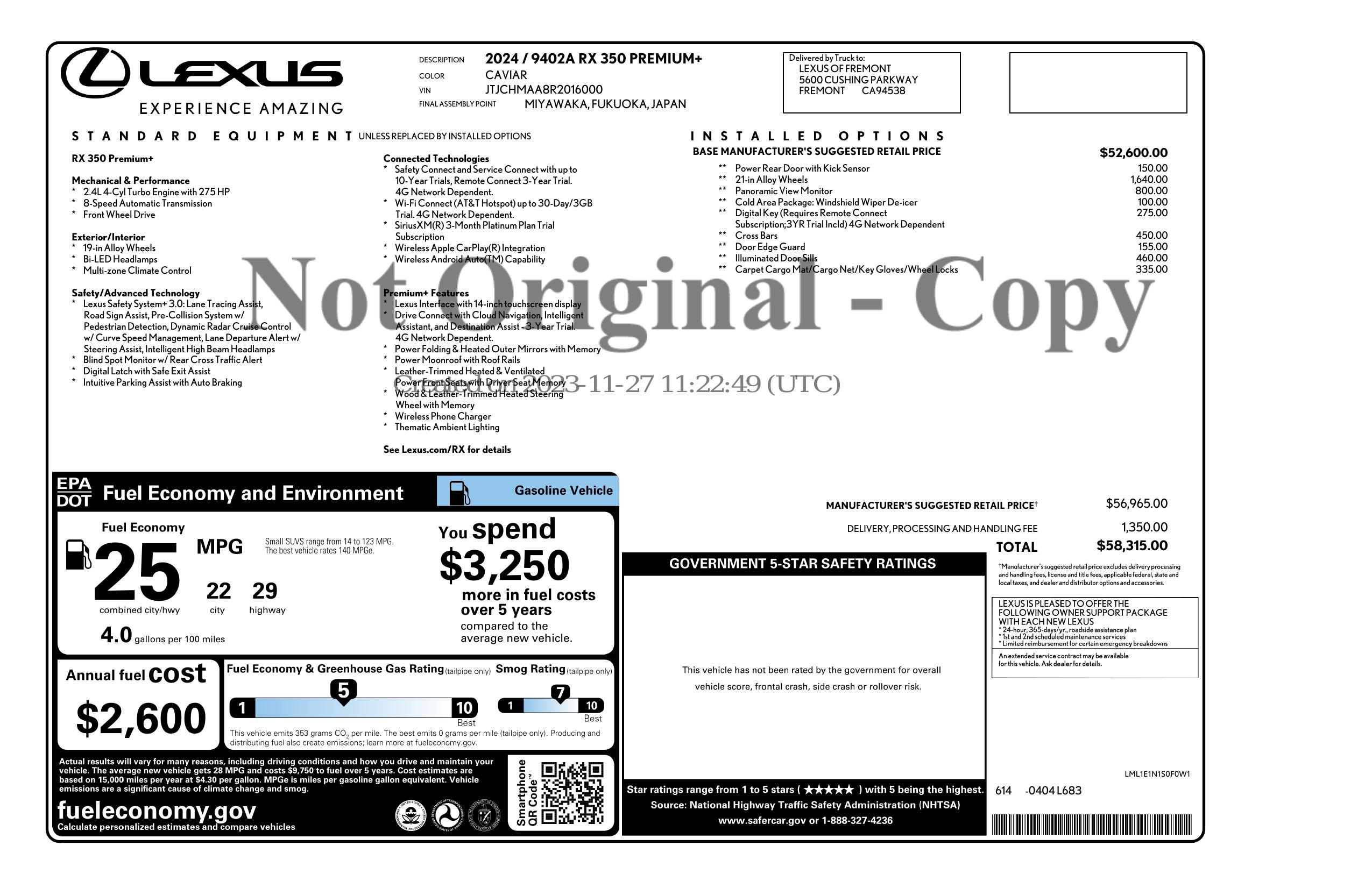 Monroney Label