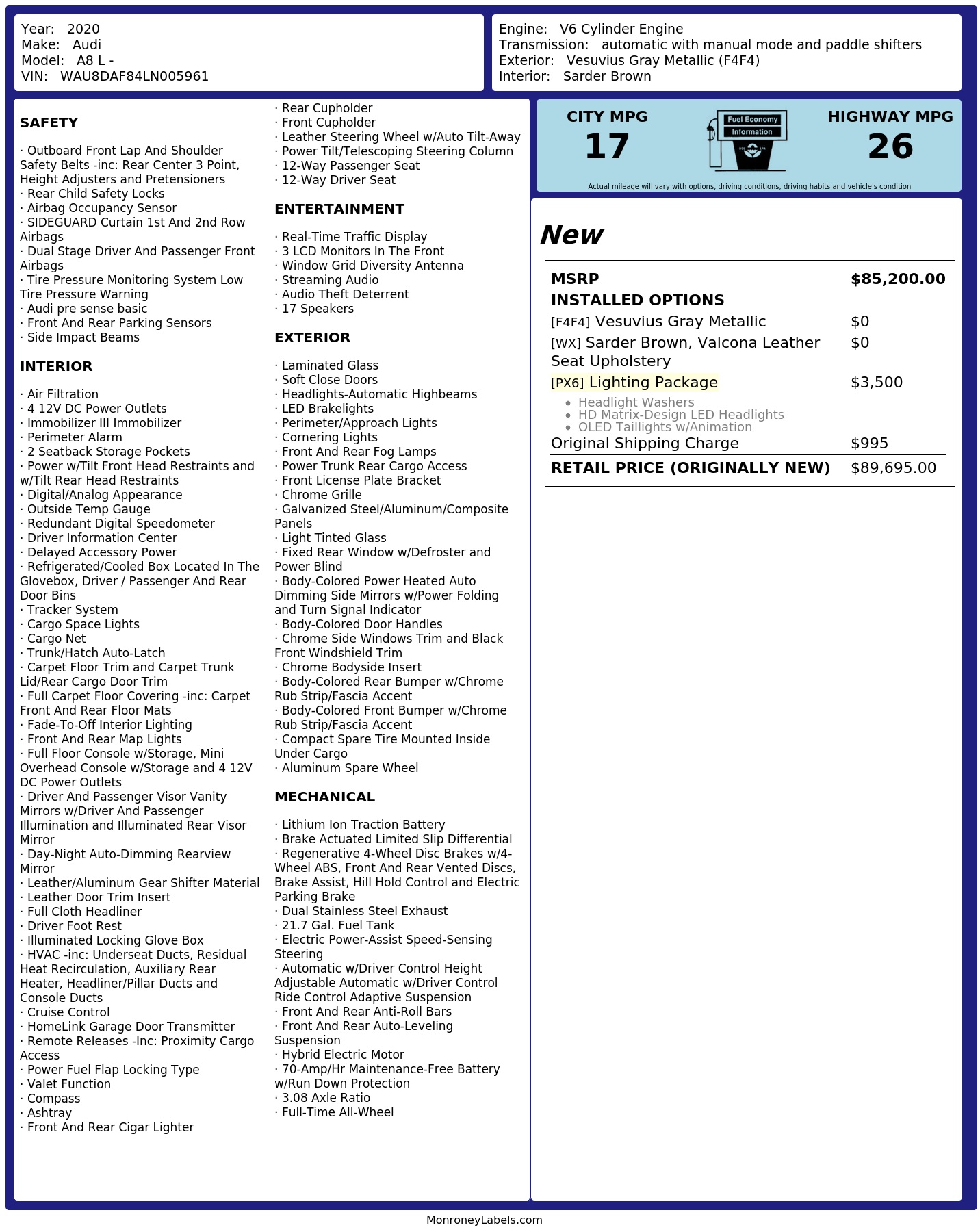 Monroney Label