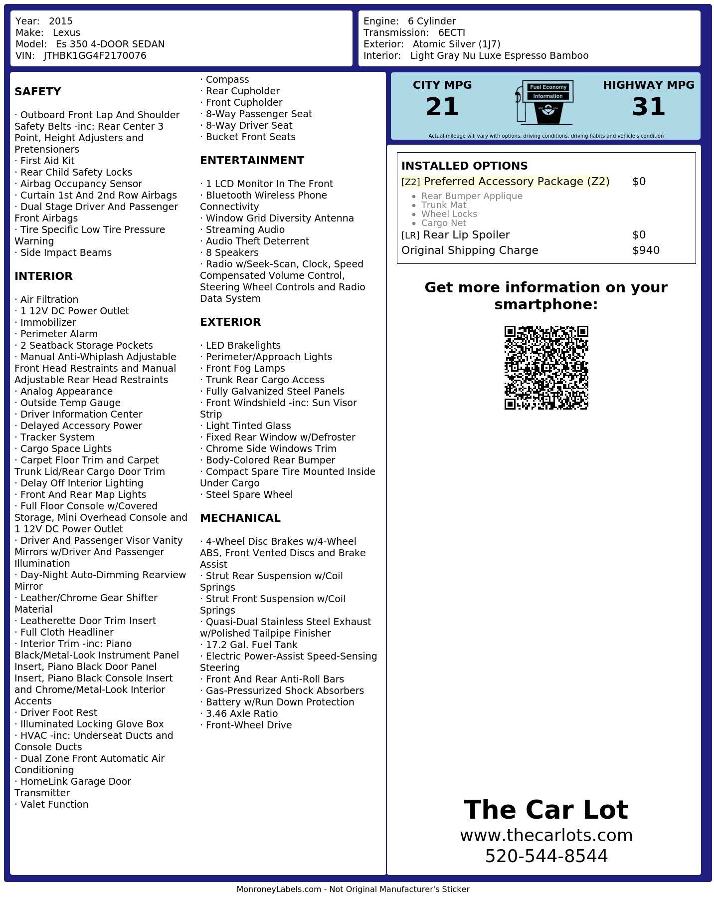 Monroney Label