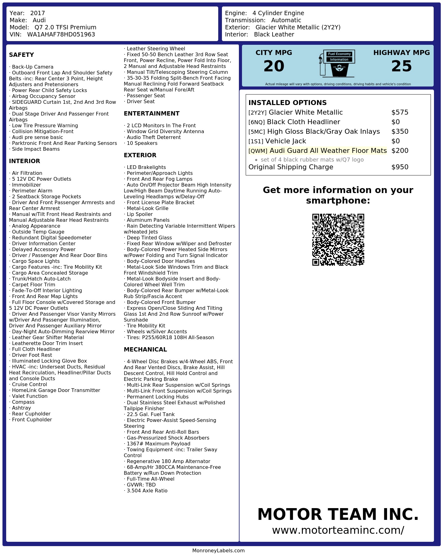Monroney Label