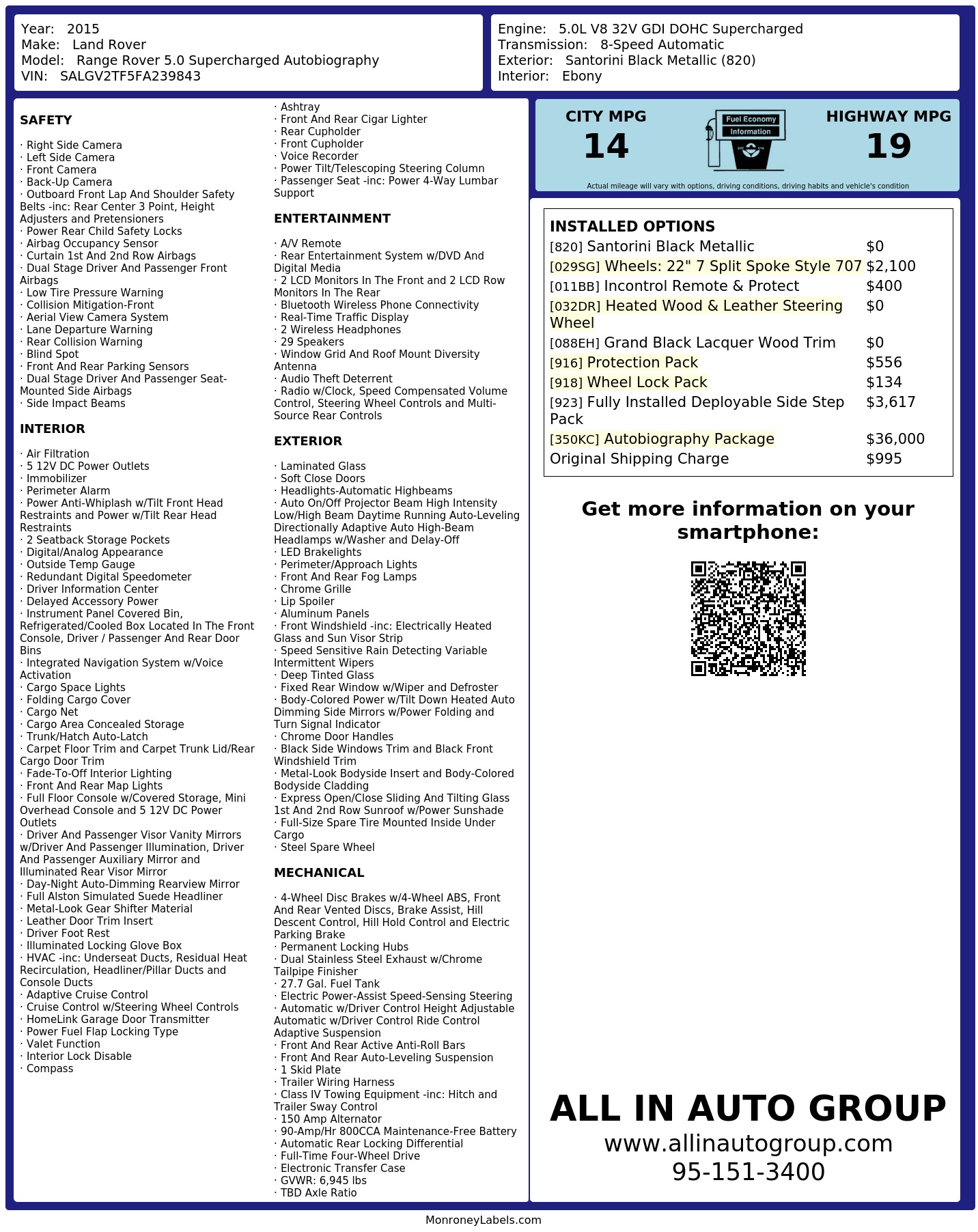 Monroney Label