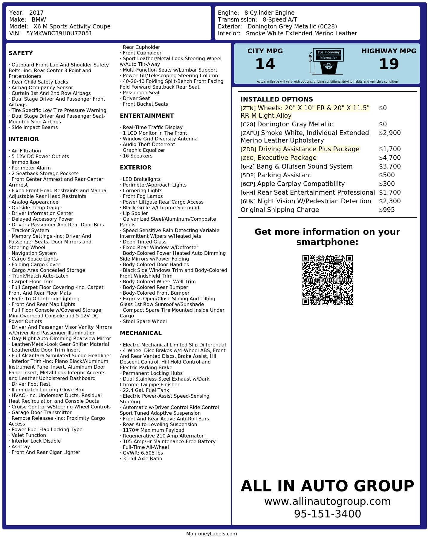 Monroney Label