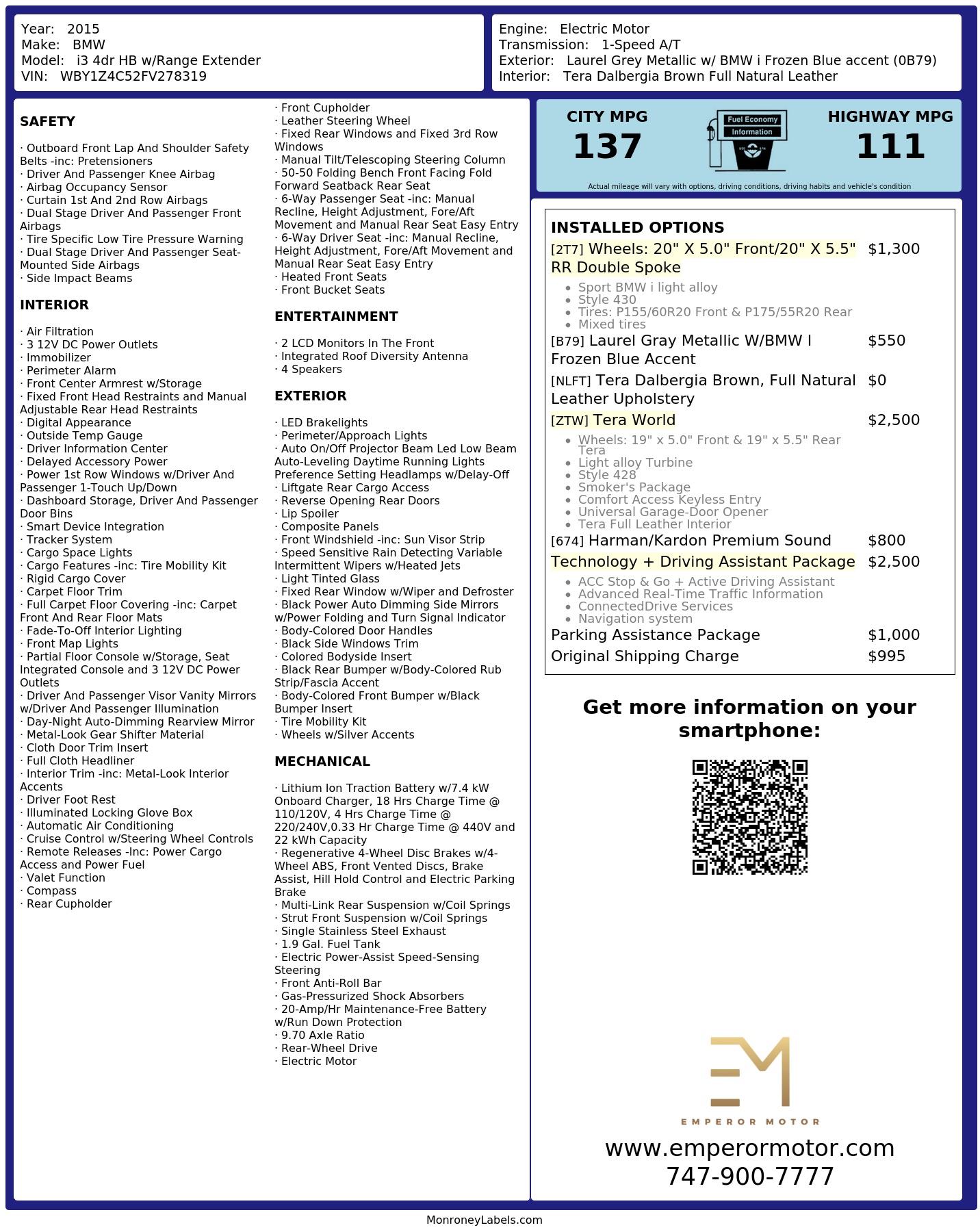 Monroney Label