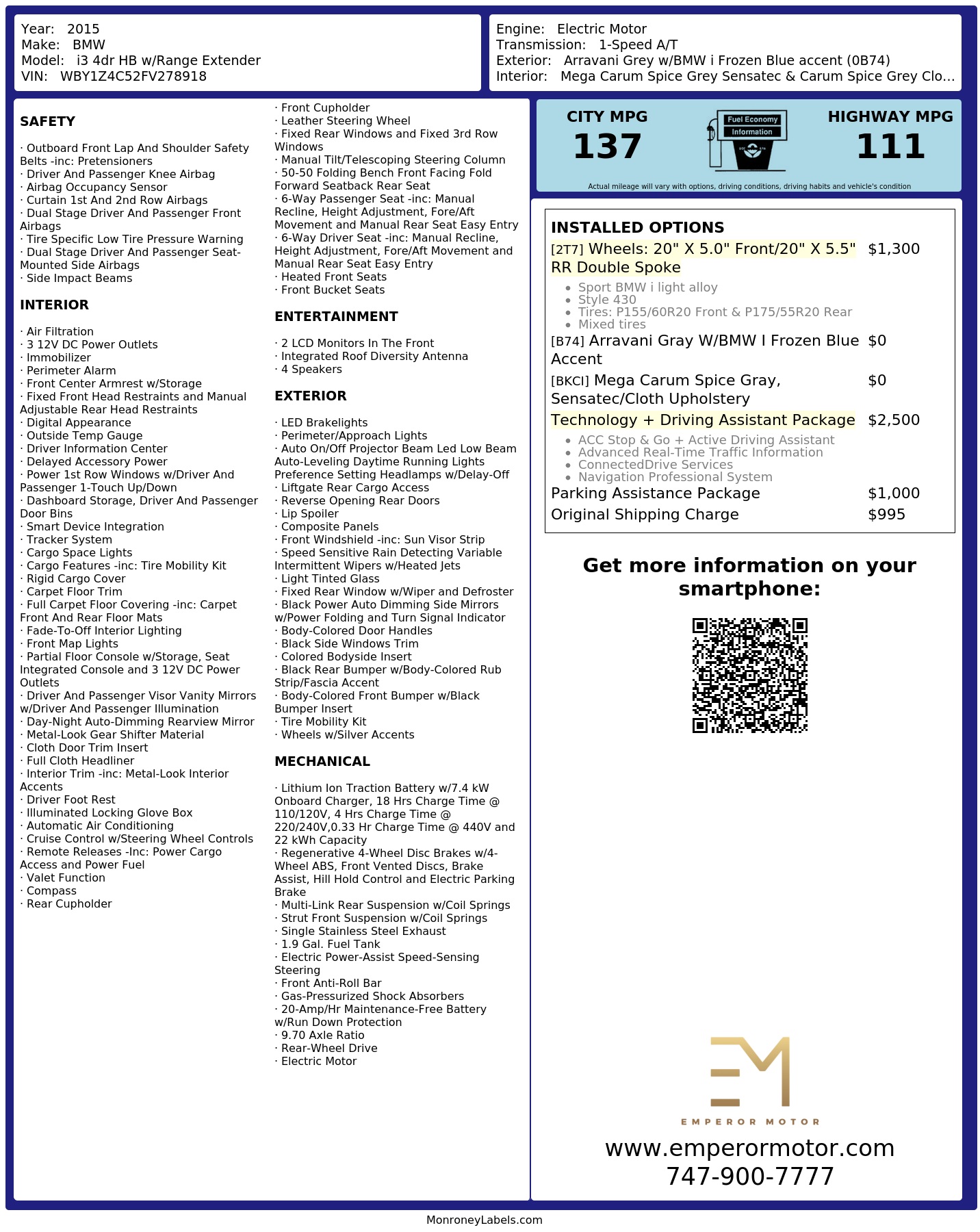 Monroney Label