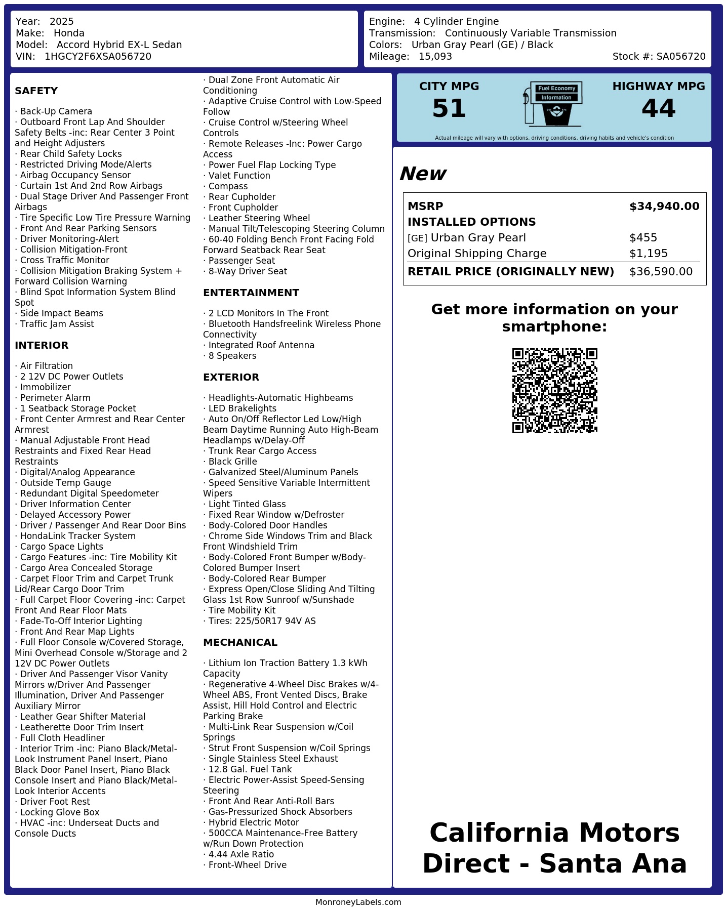 Monroney Label