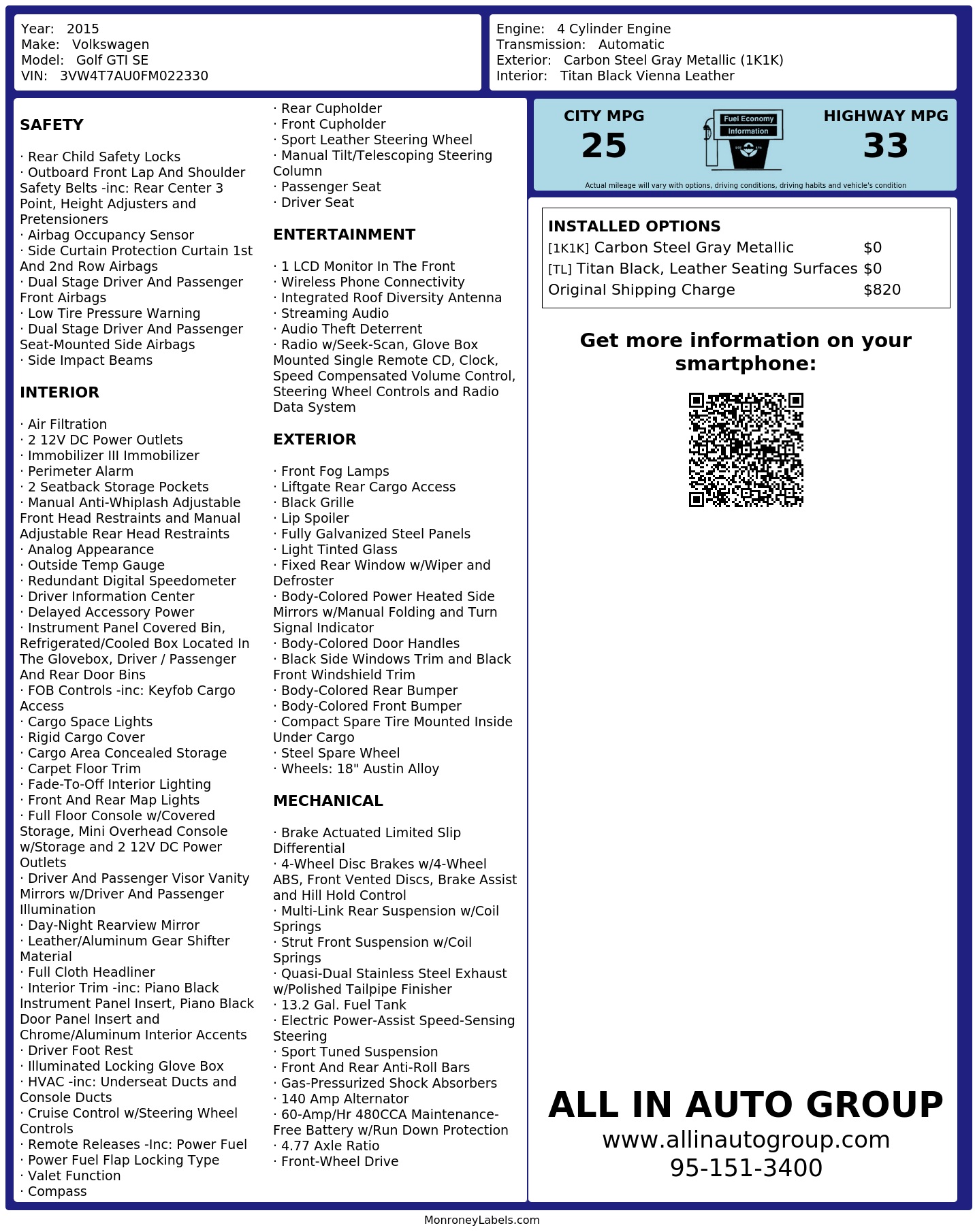 Monroney Label