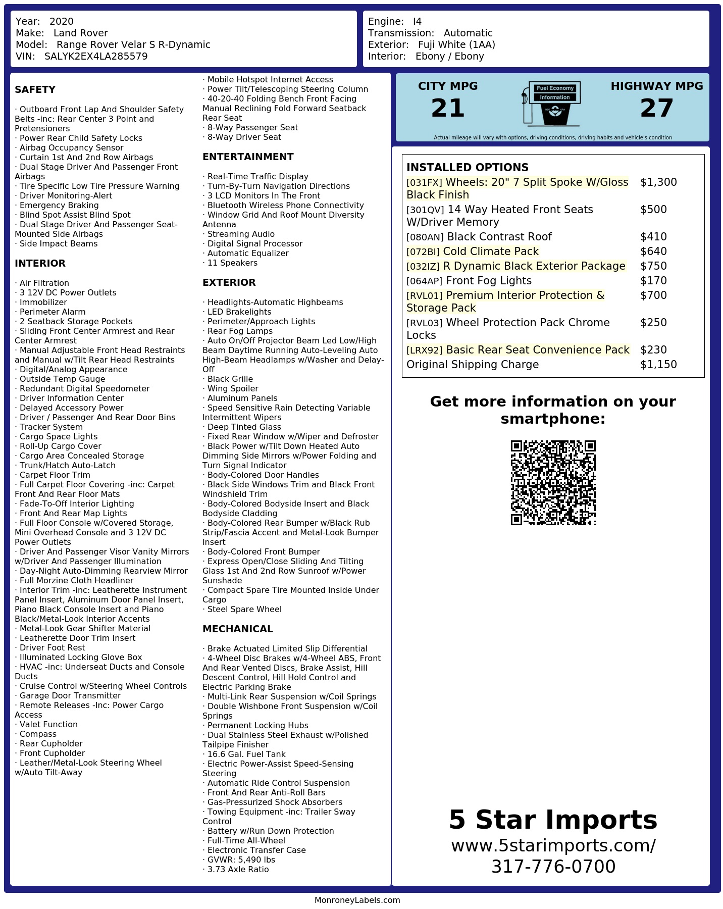 Monroney Label