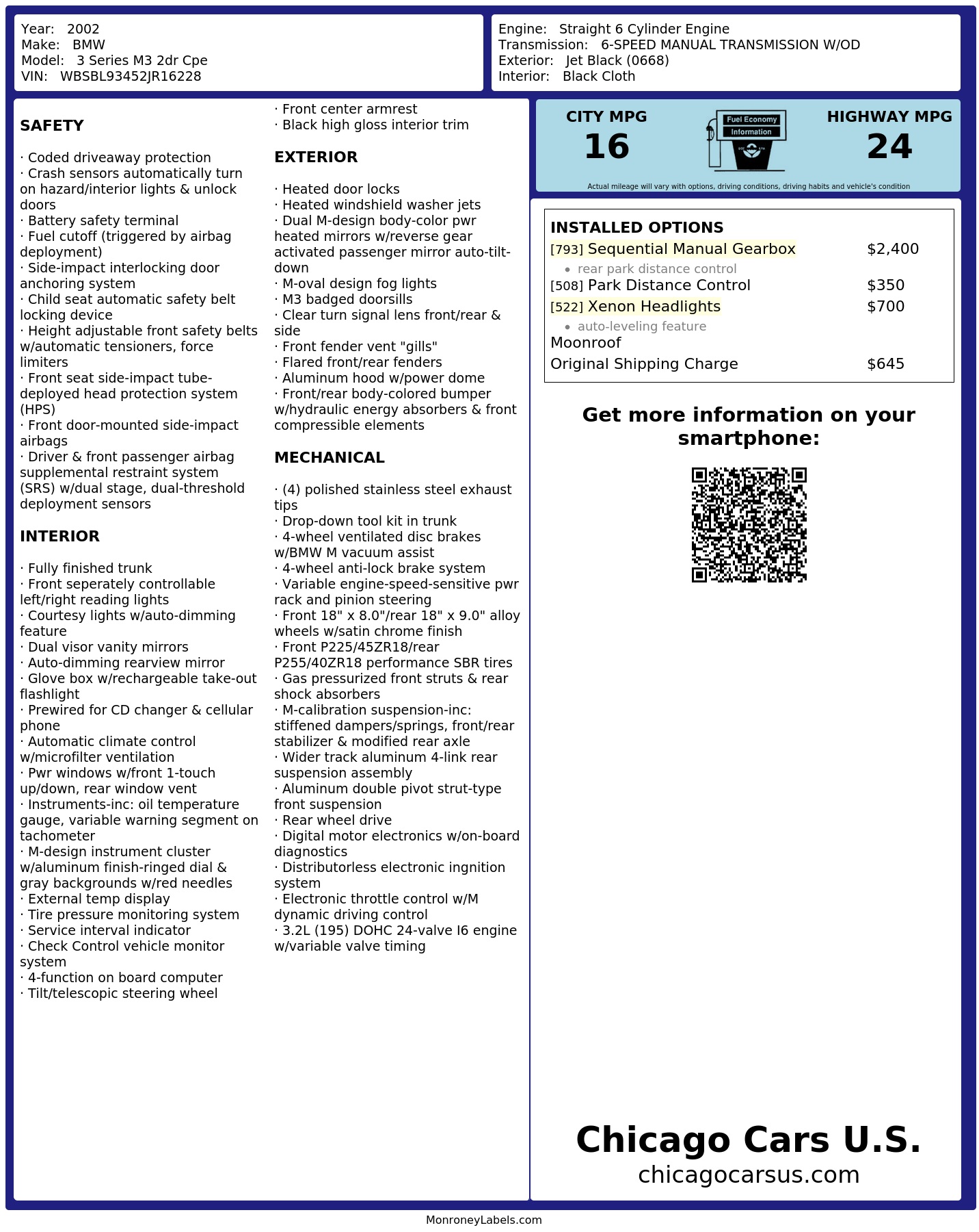 Monroney Label