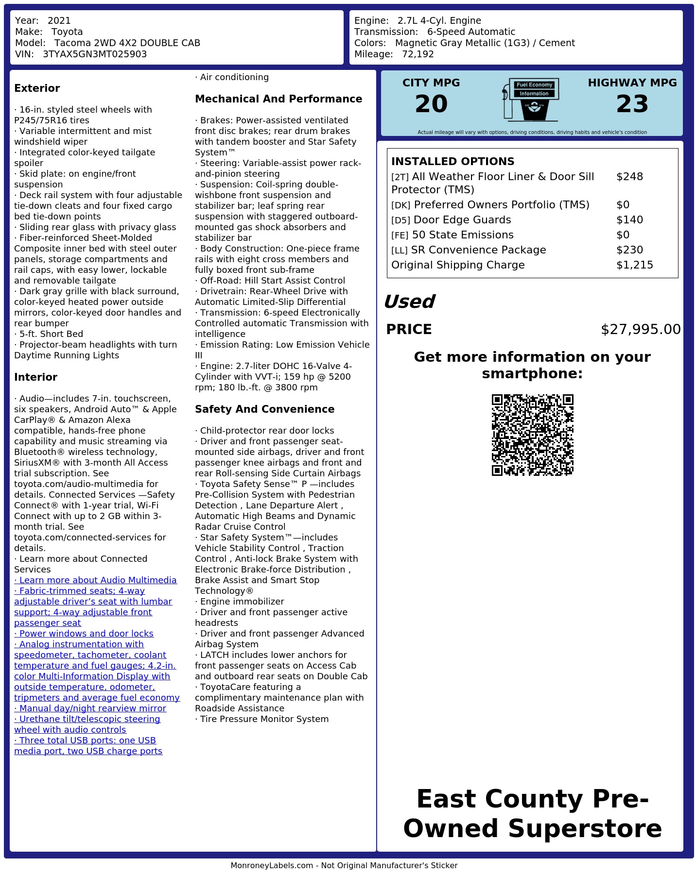 Monroney Label