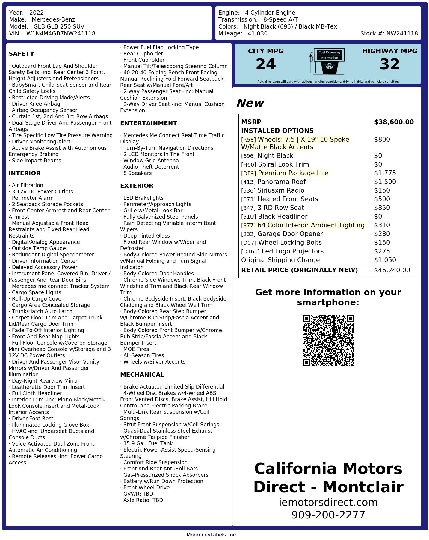 Monroney Label