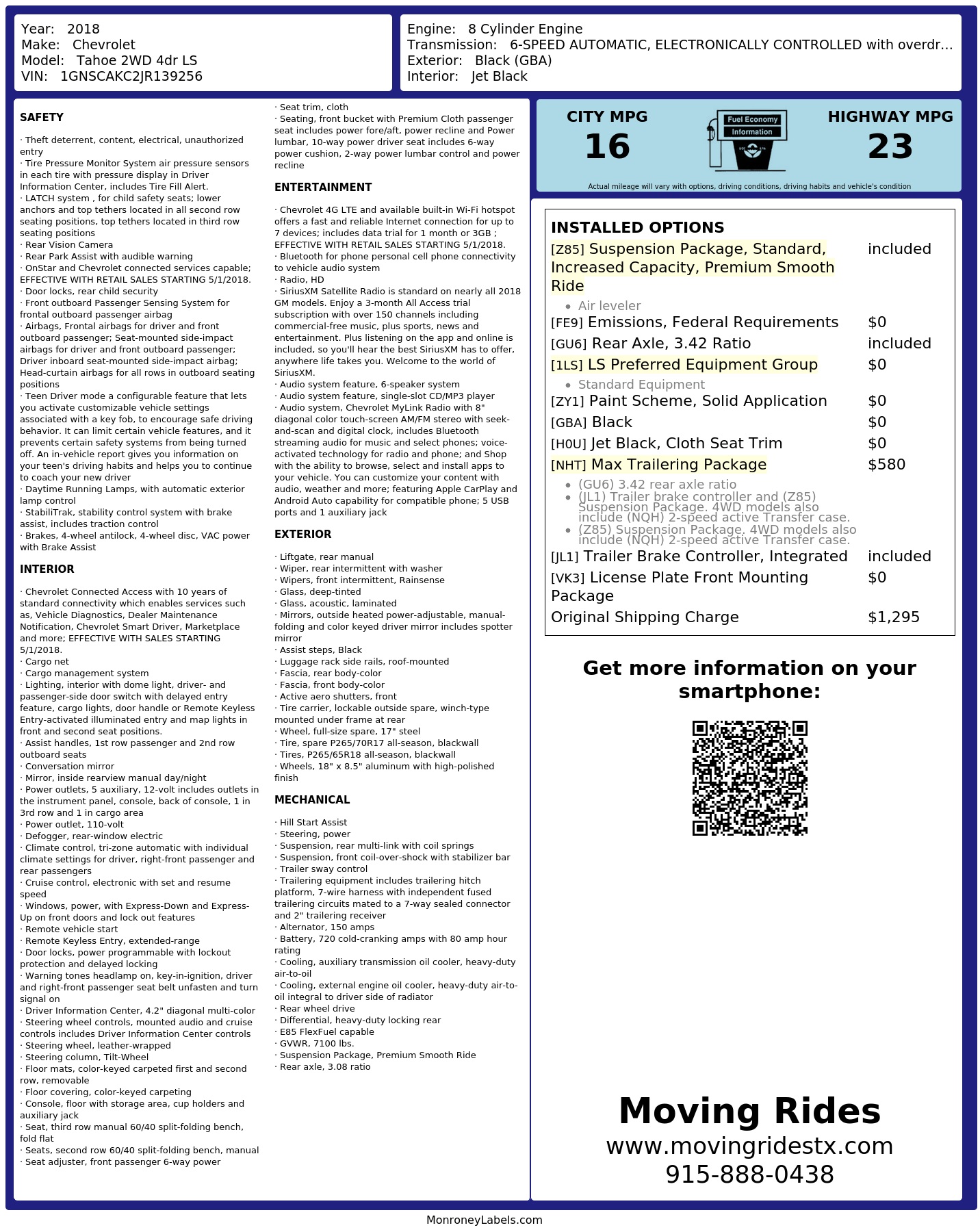 Monroney Label