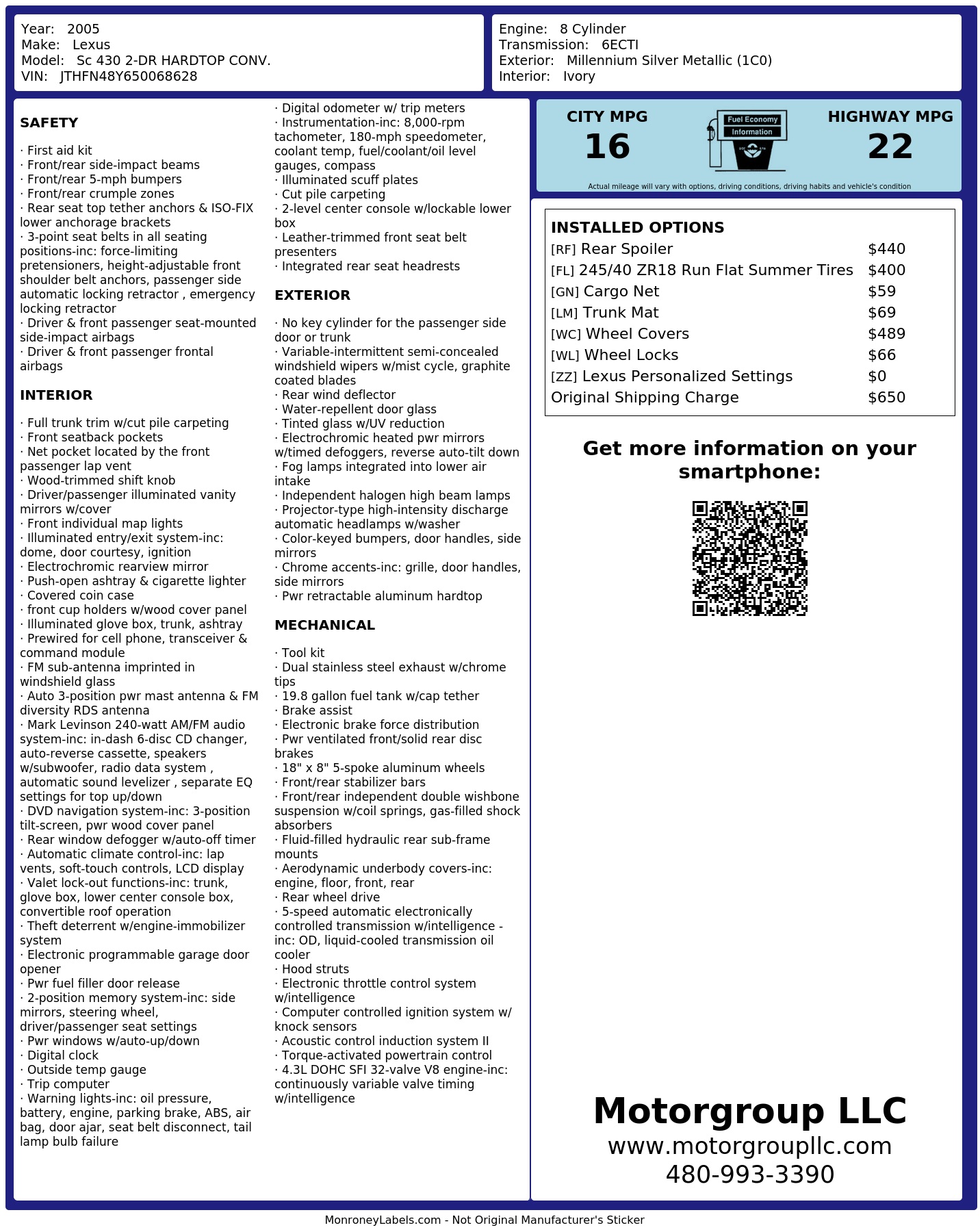 Monroney Label