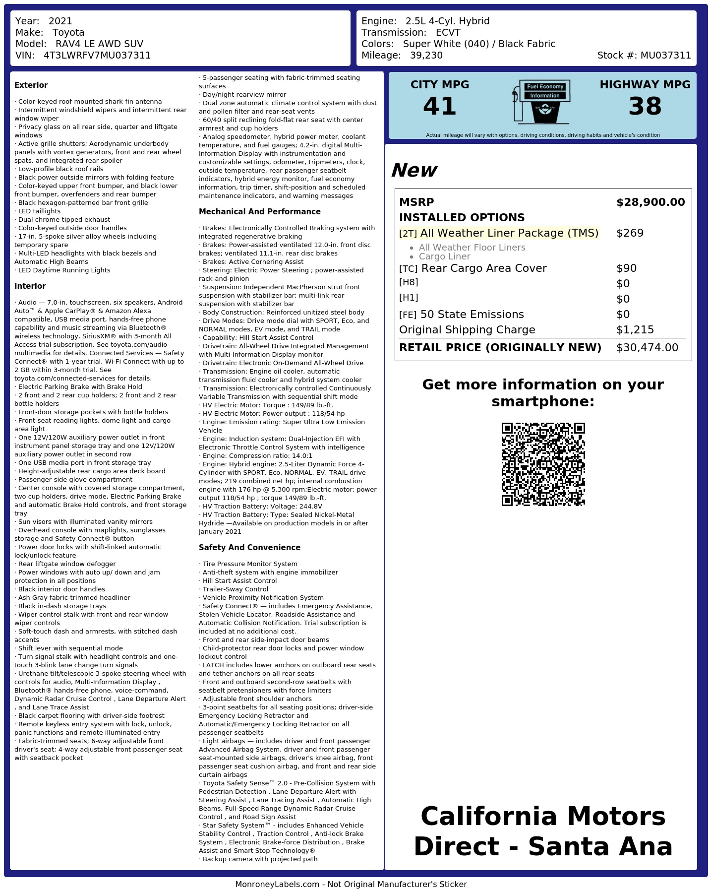 Monroney Label