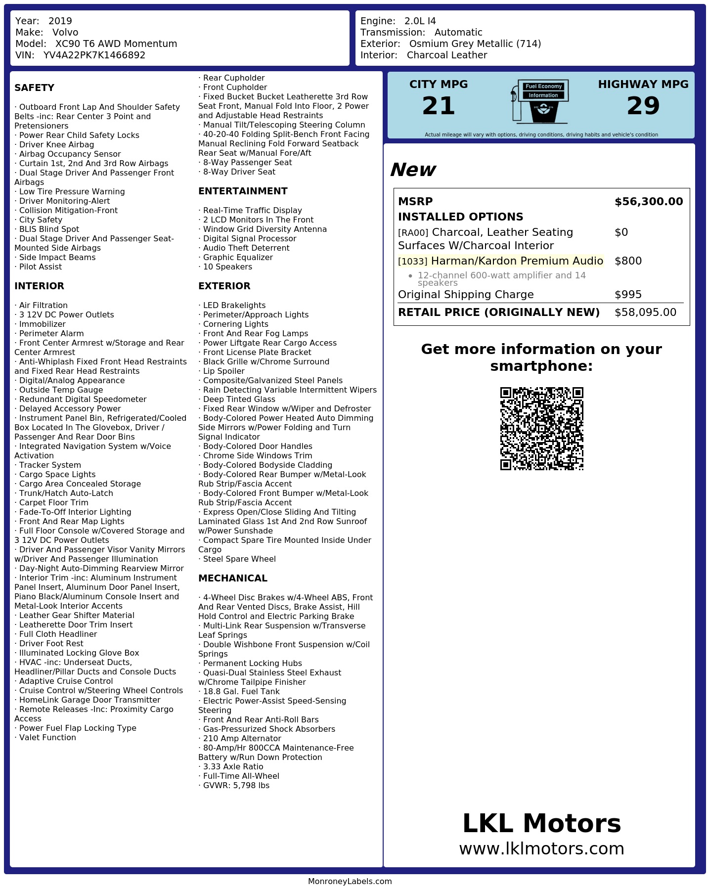 Monroney Label