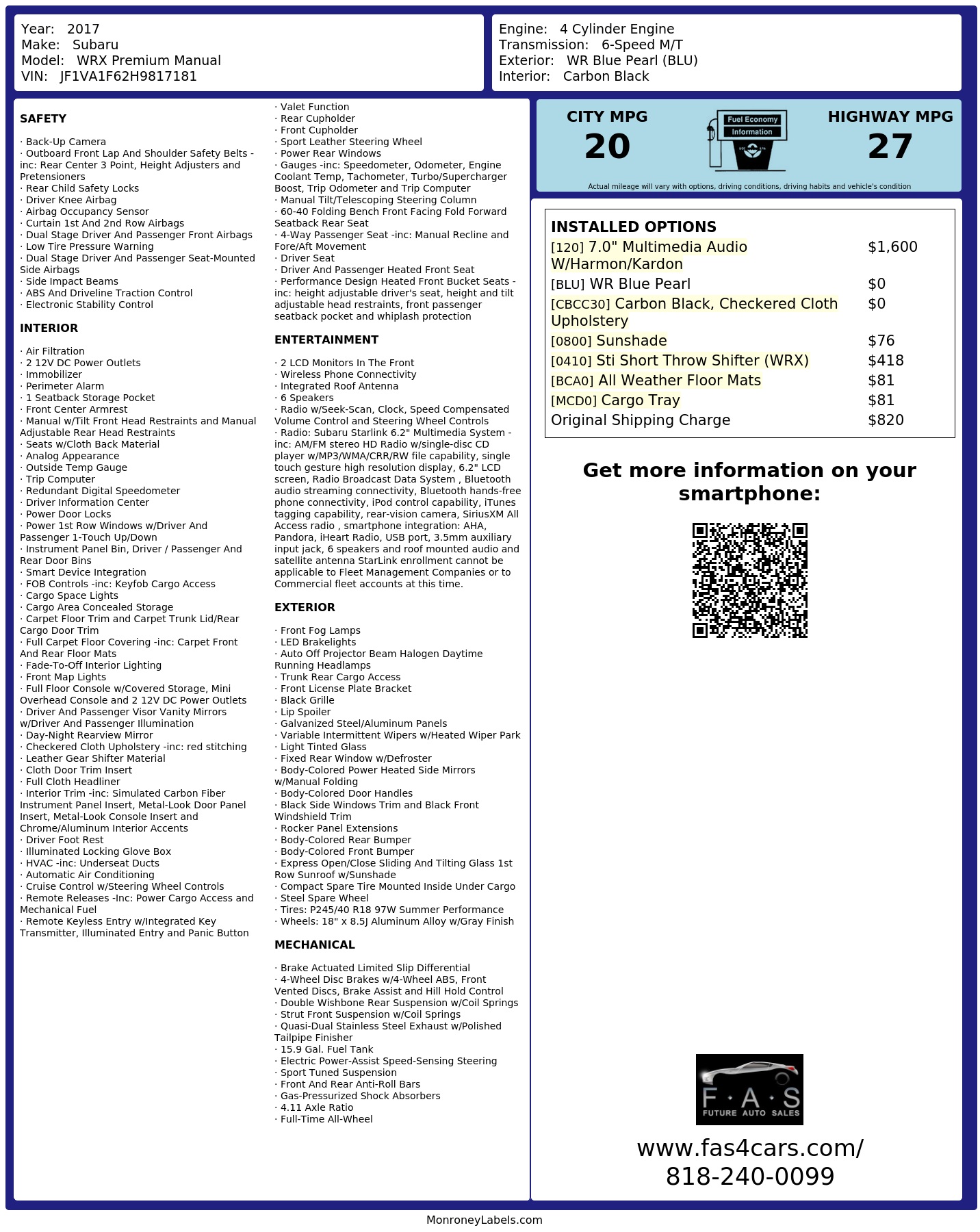 Monroney Label