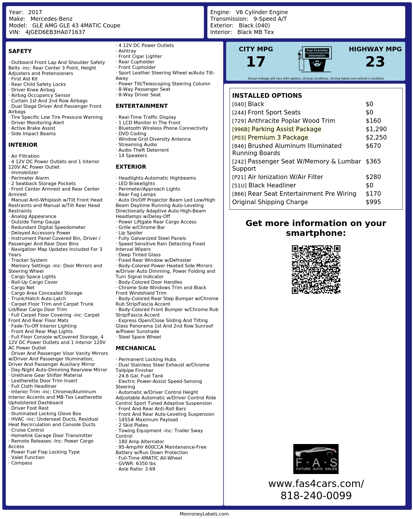 Monroney Label