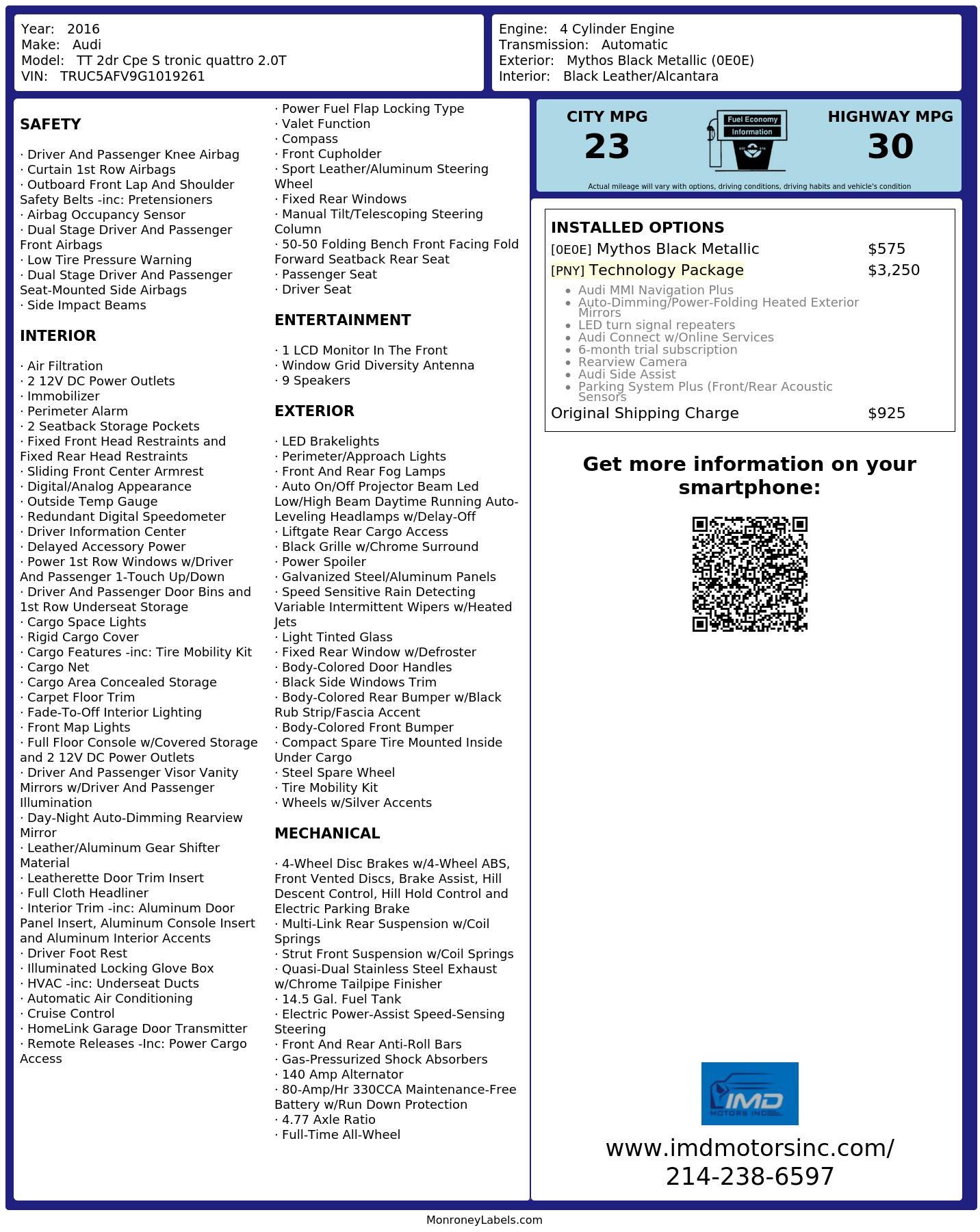 Monroney Label