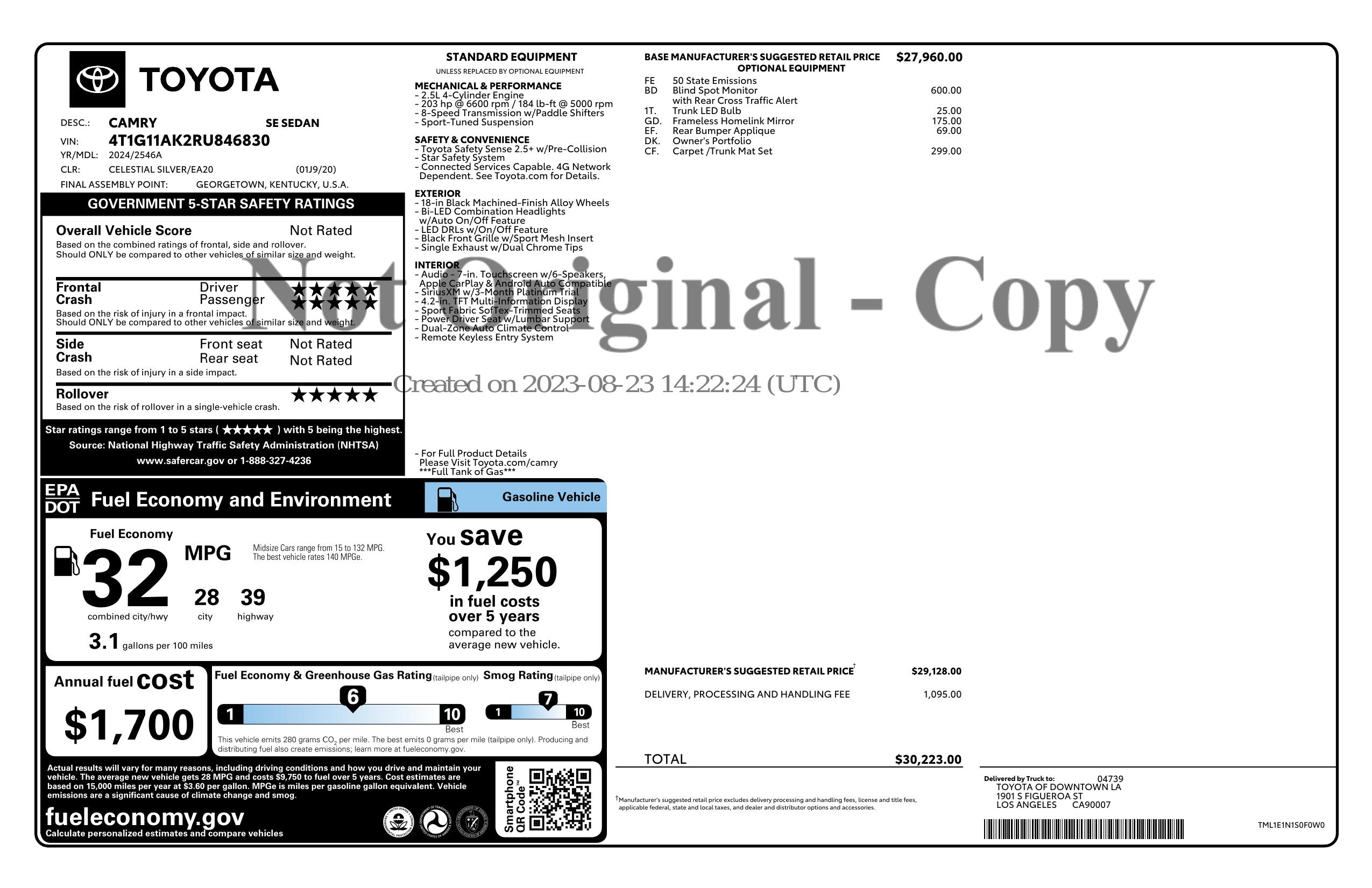 Monroney Label
