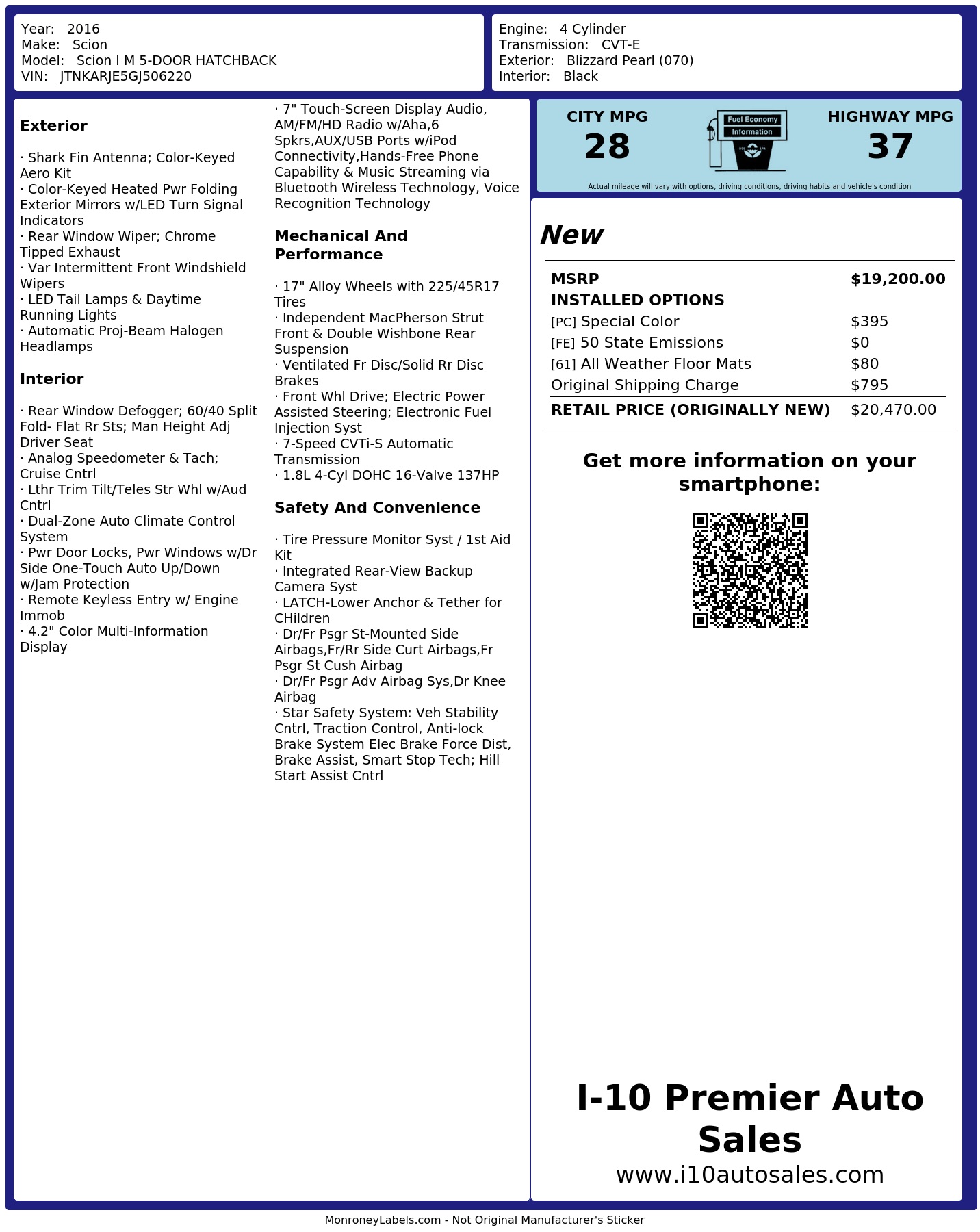 Monroney Label