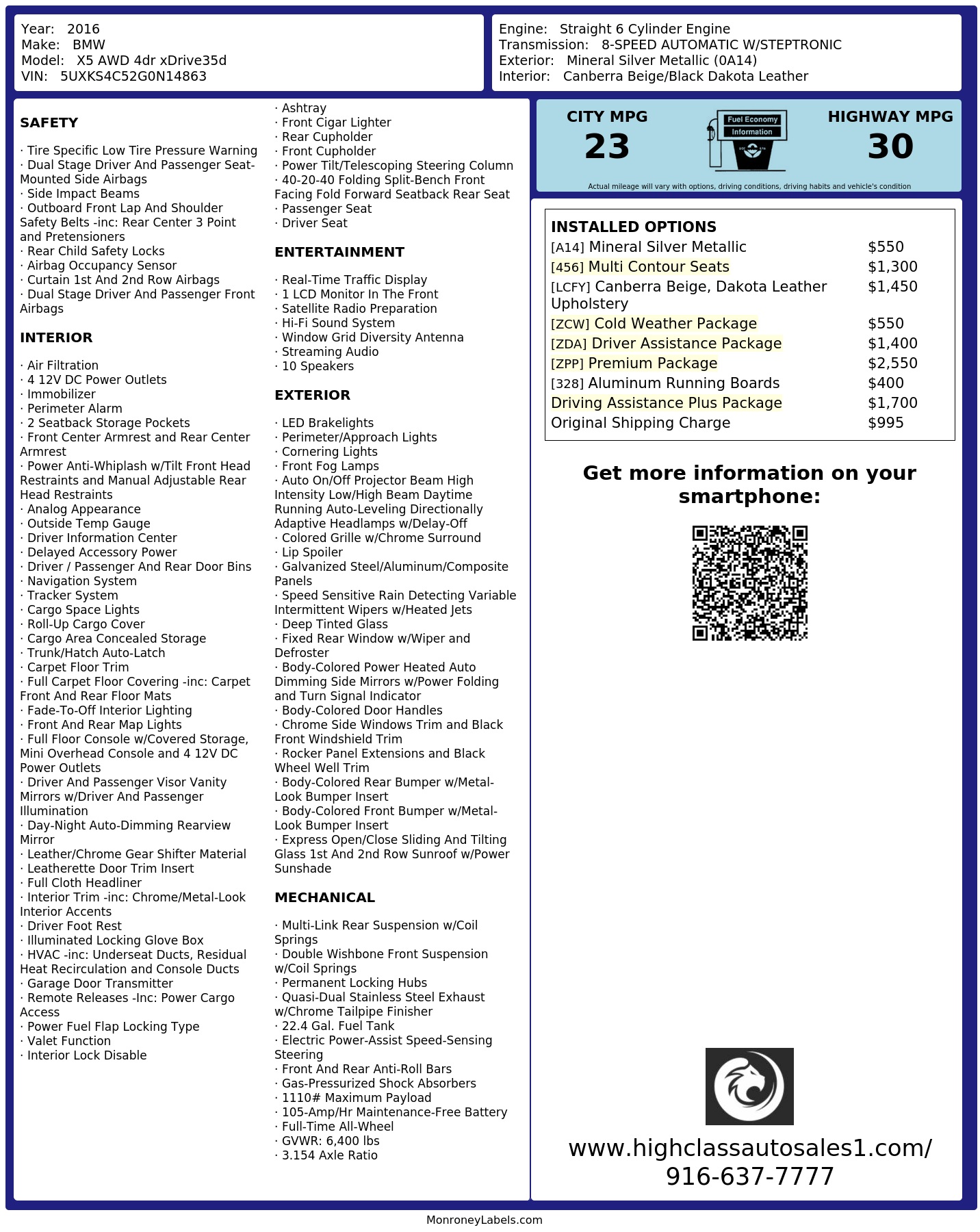 Monroney Label