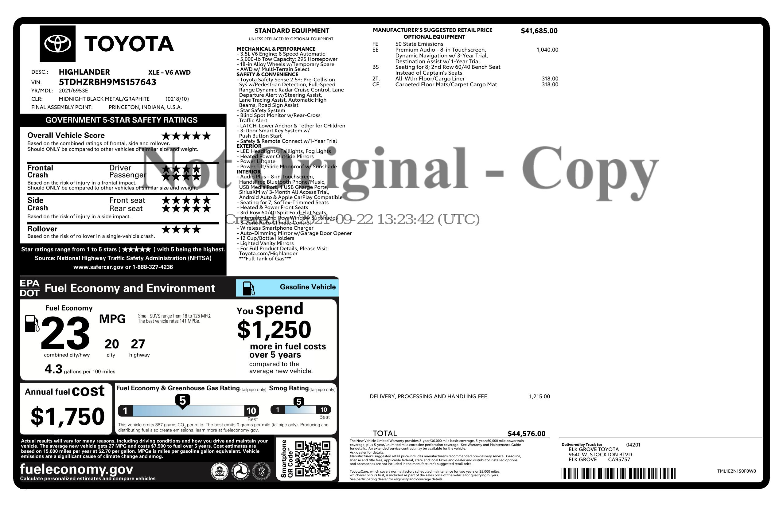 Monroney Label