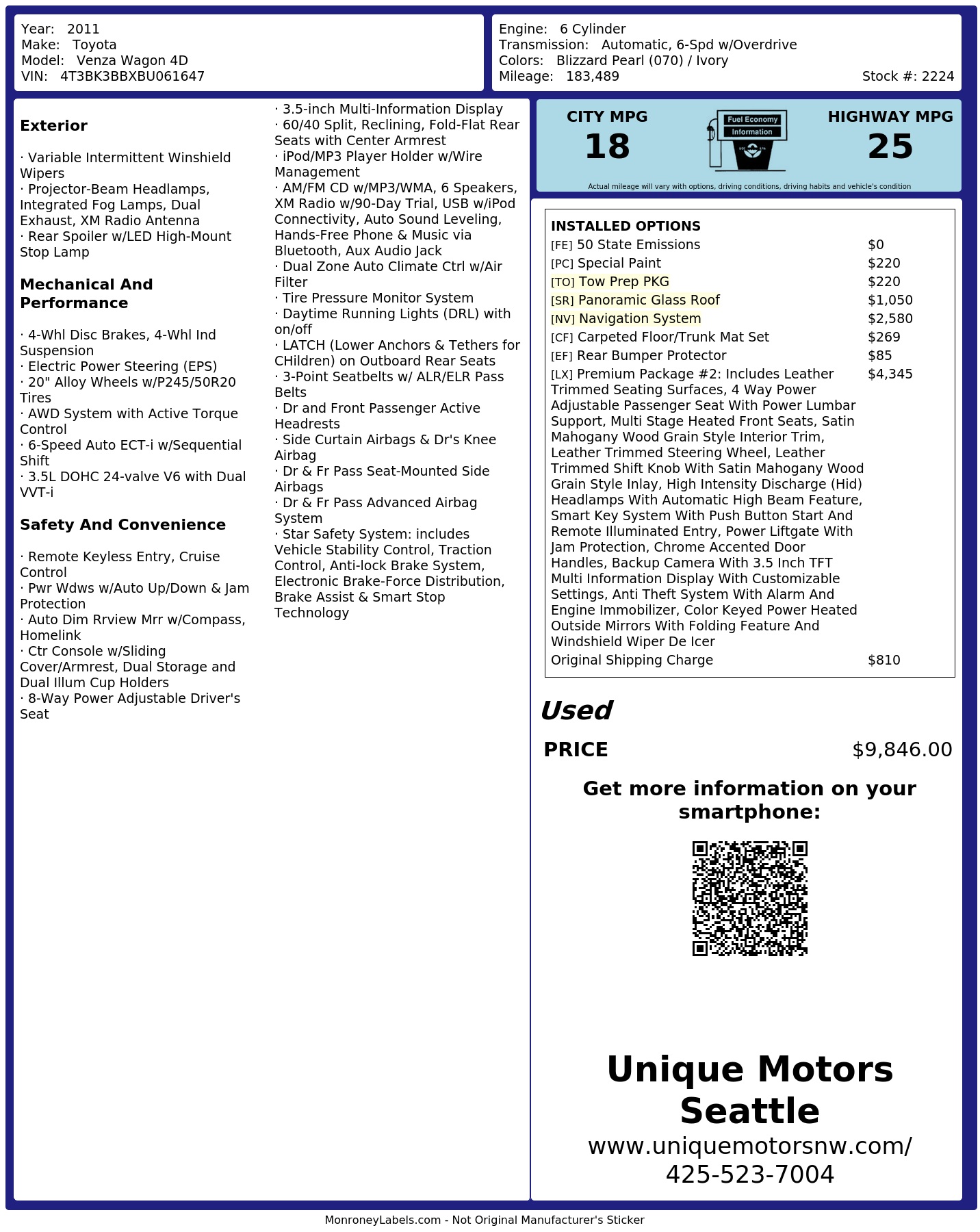 Monroney Label