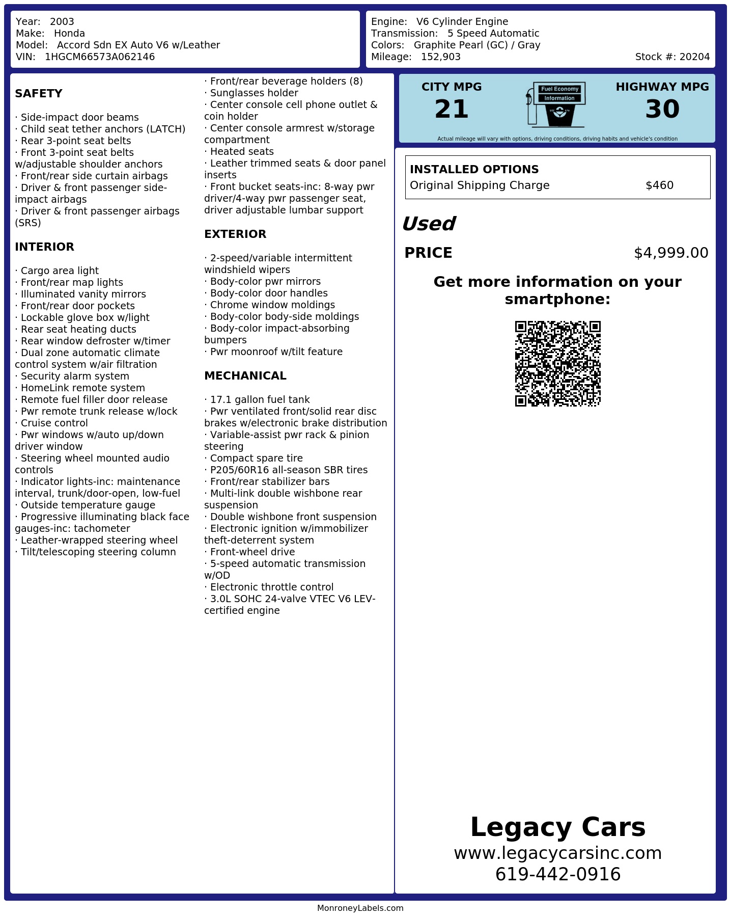 Monroney Label
