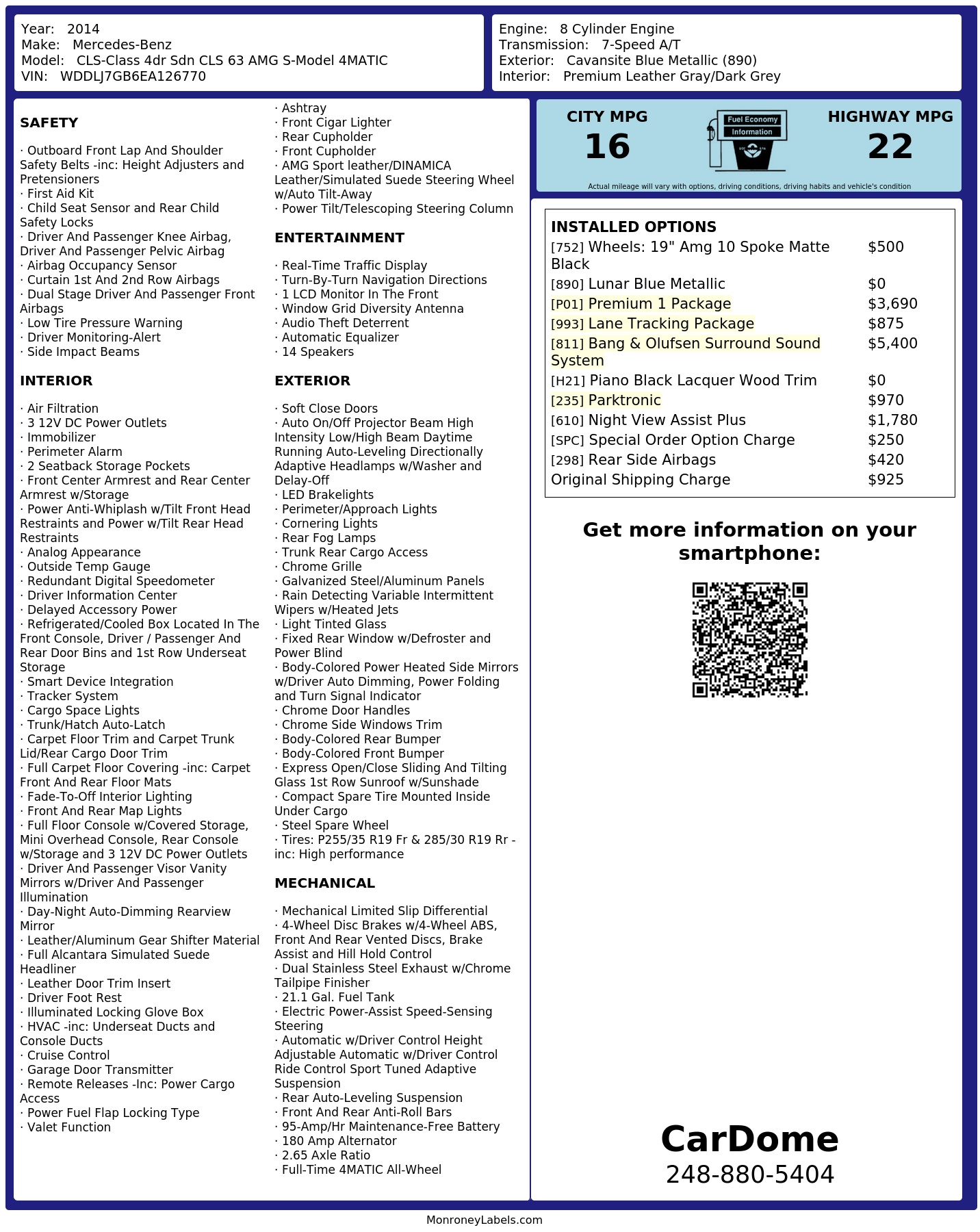 Monroney Label