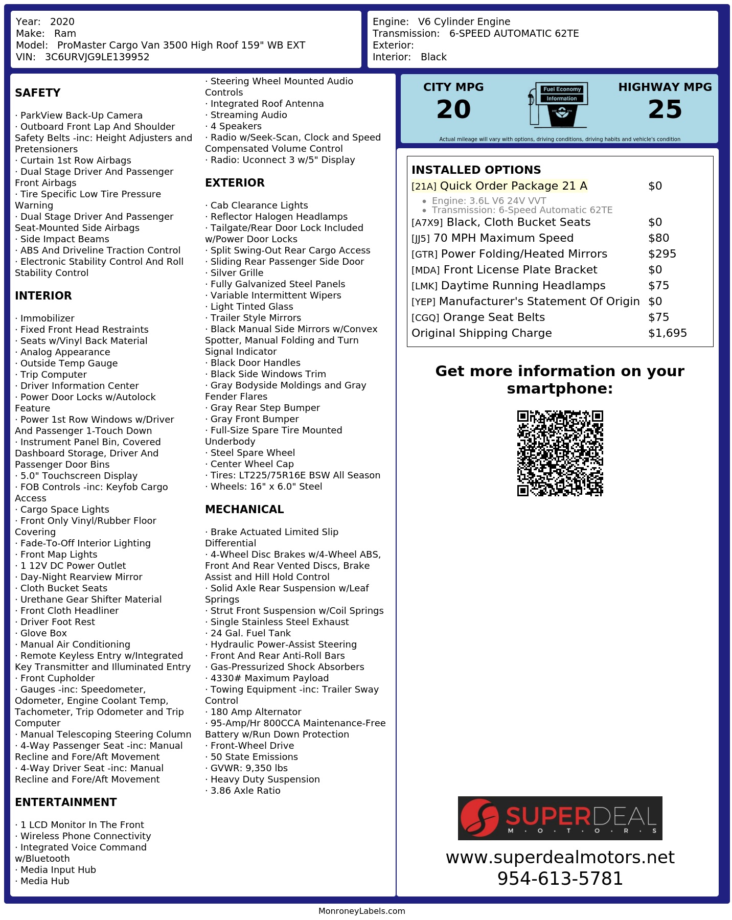 Monroney Label