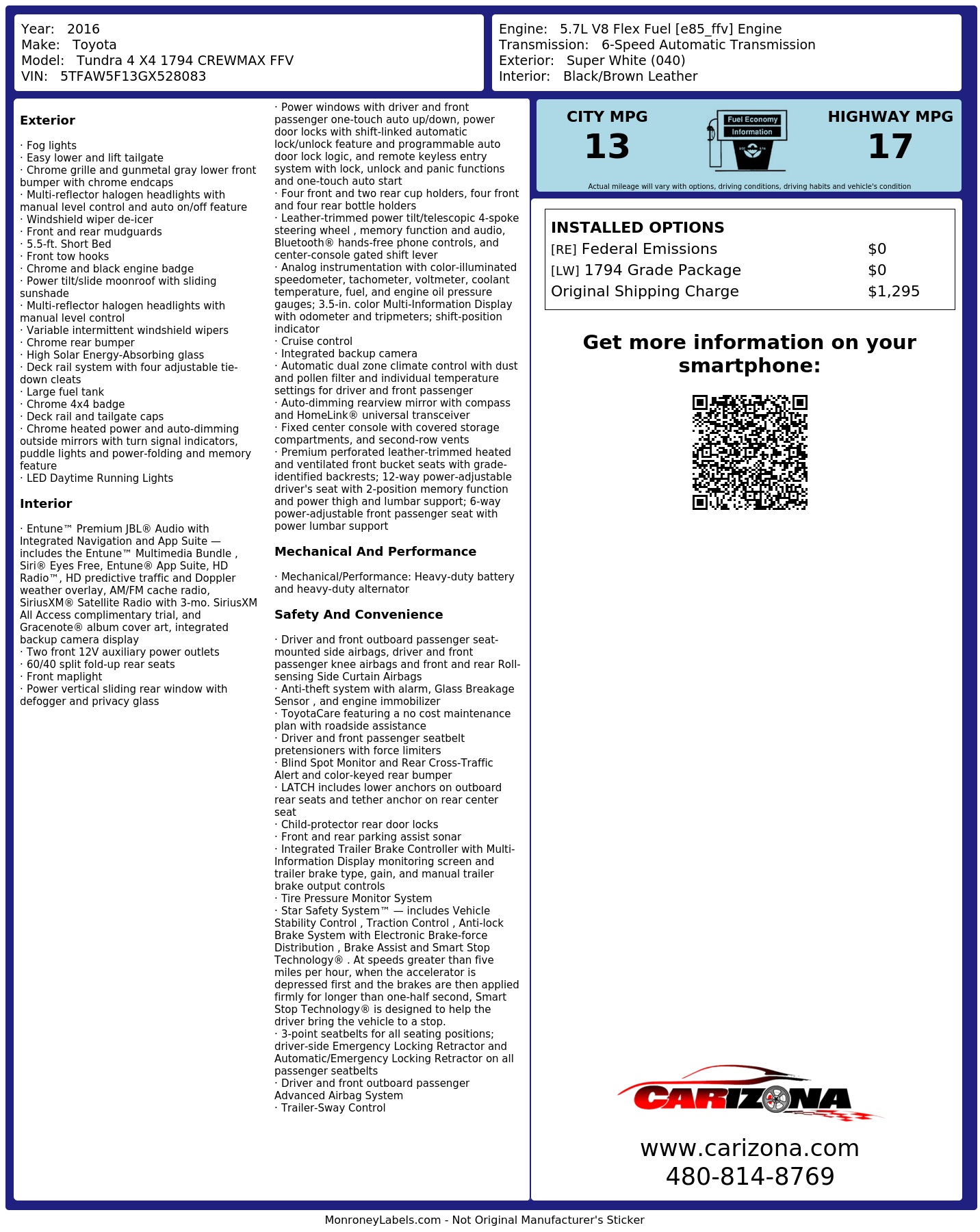 Monroney Label
