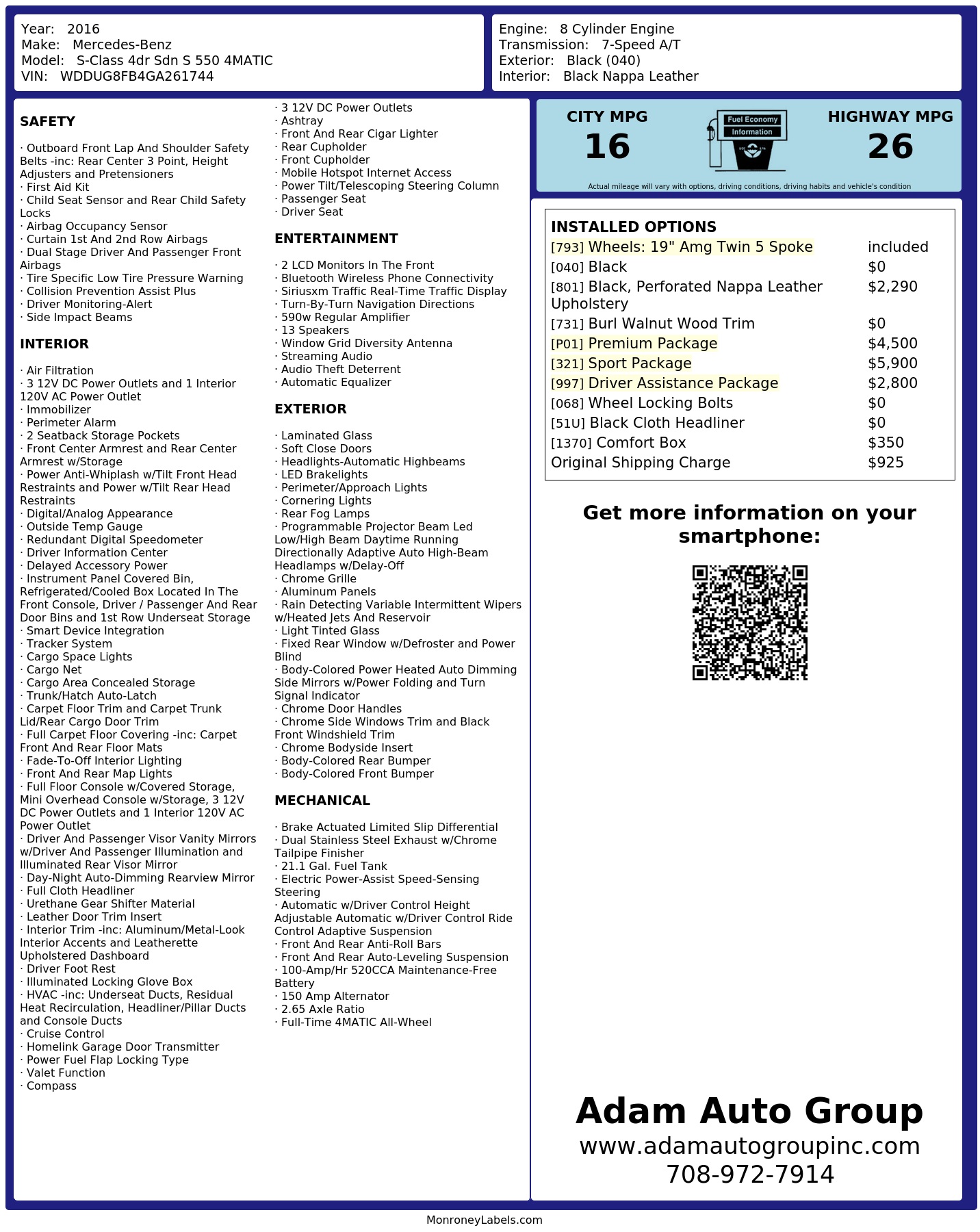 Monroney Label