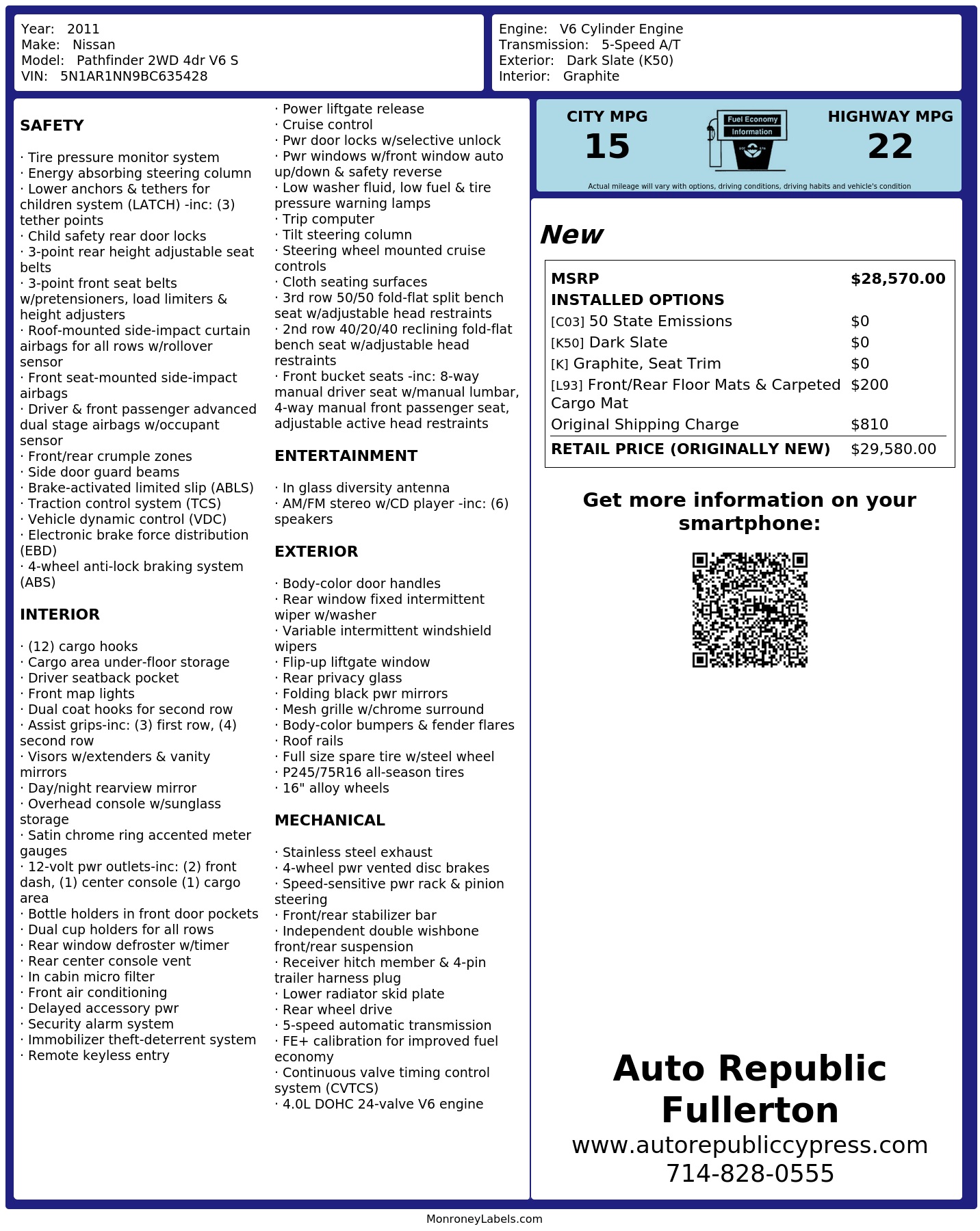 Monroney Label