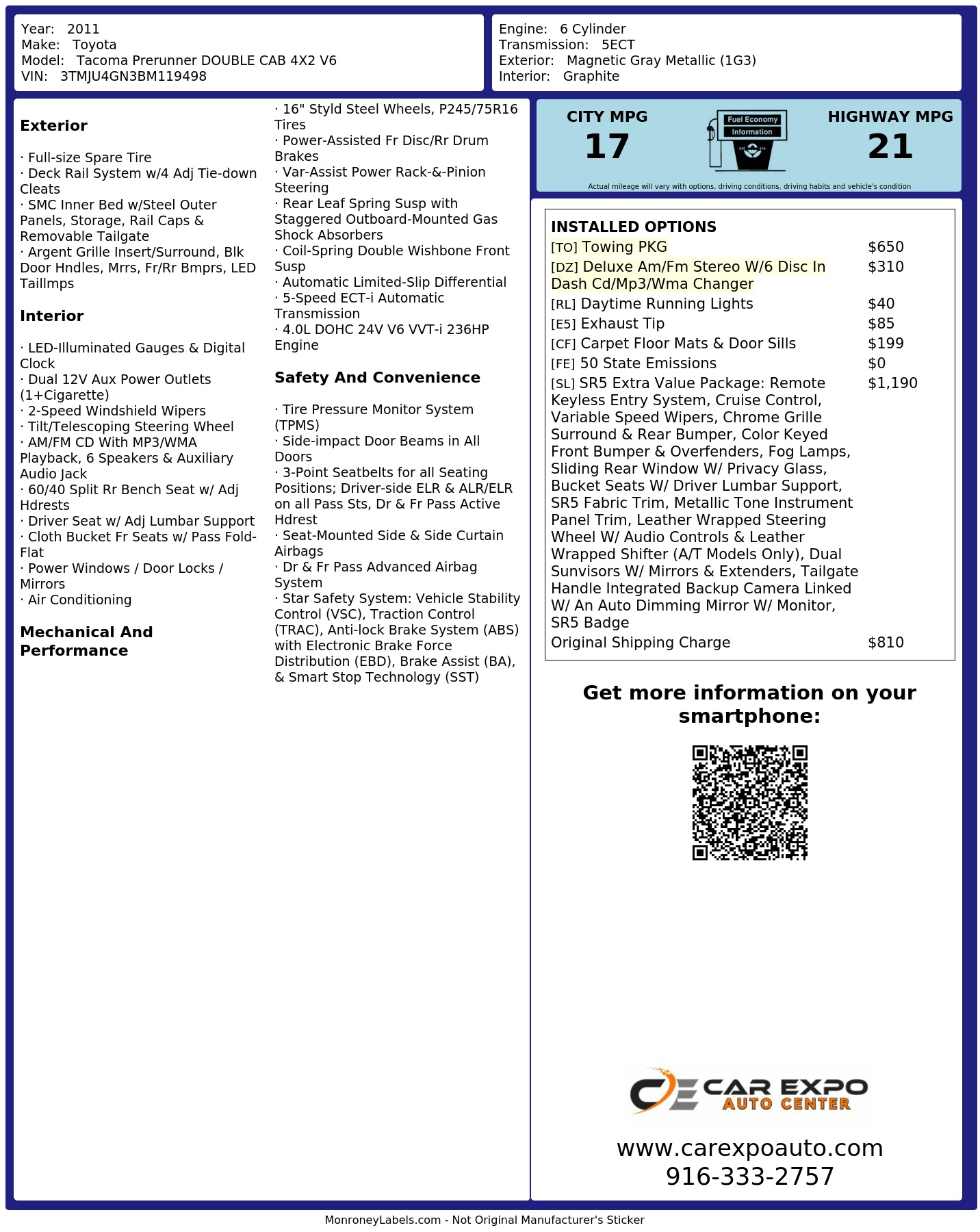 Monroney Label