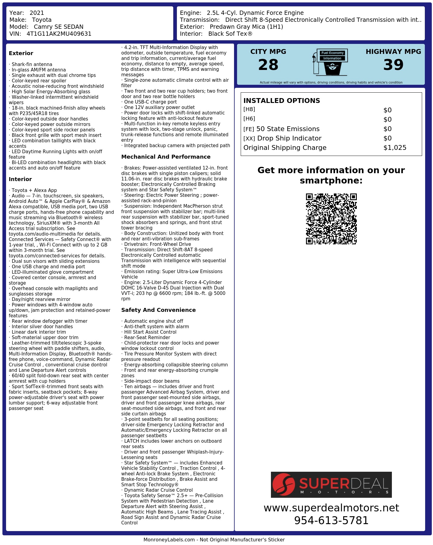 Monroney Label