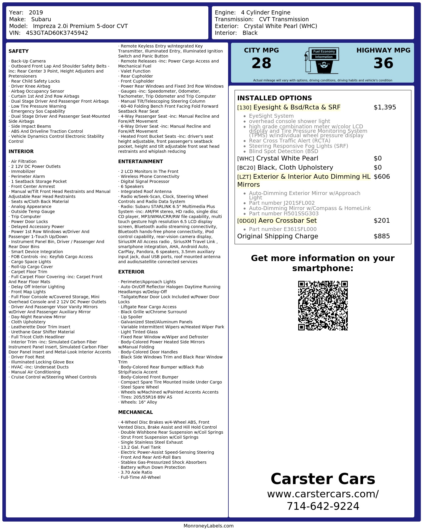 Monroney Label