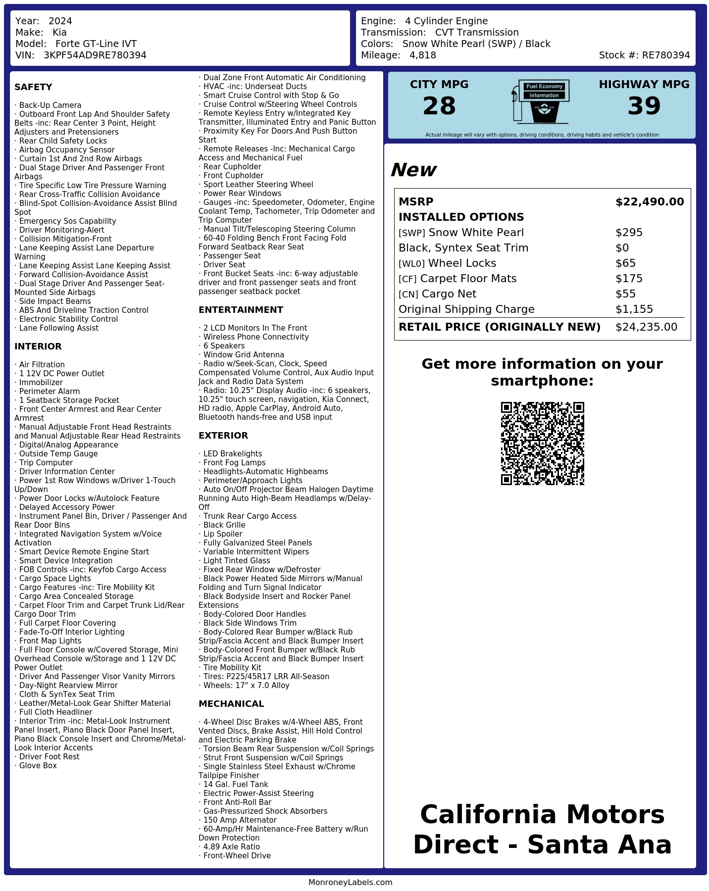 Monroney Label