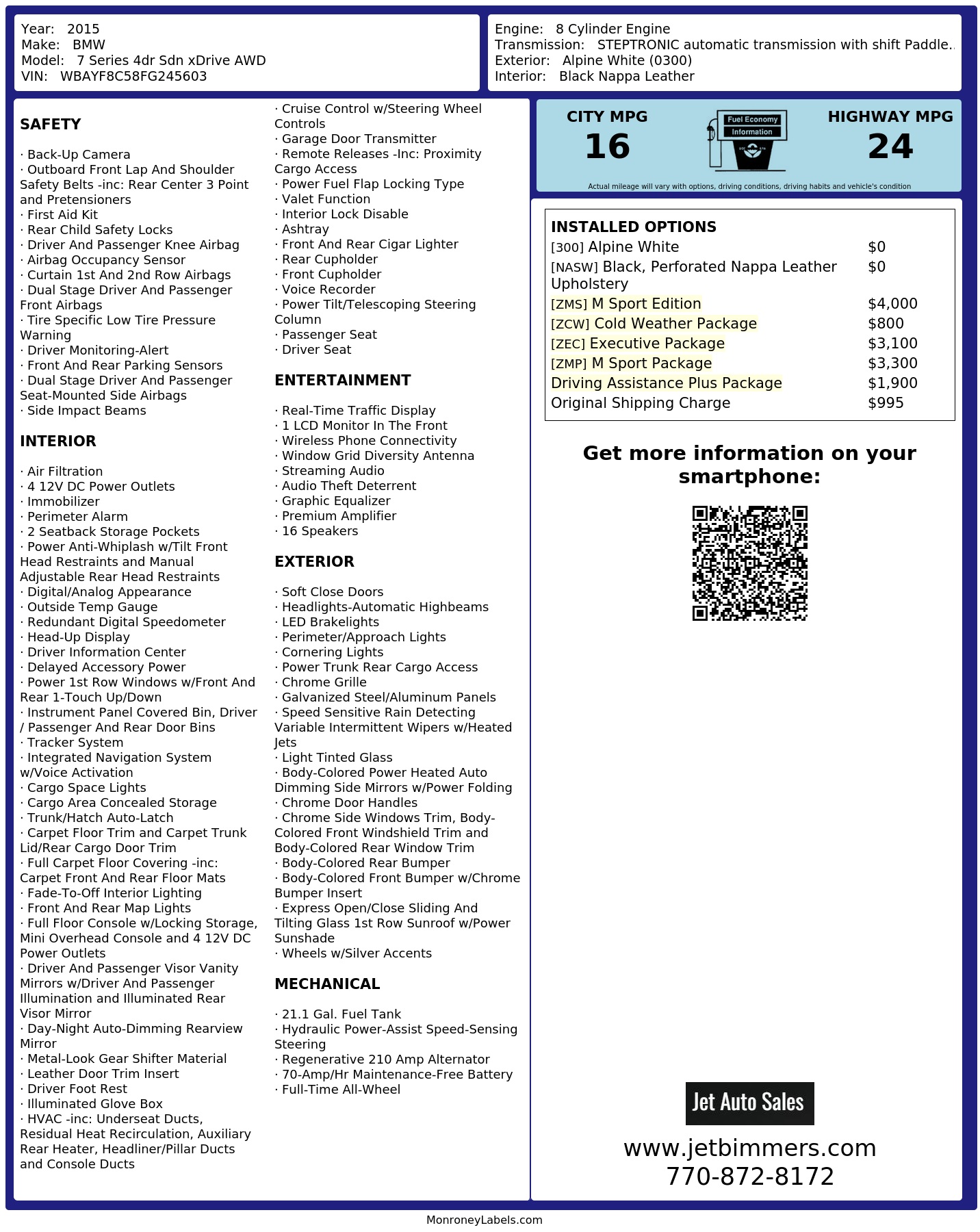 Monroney Label